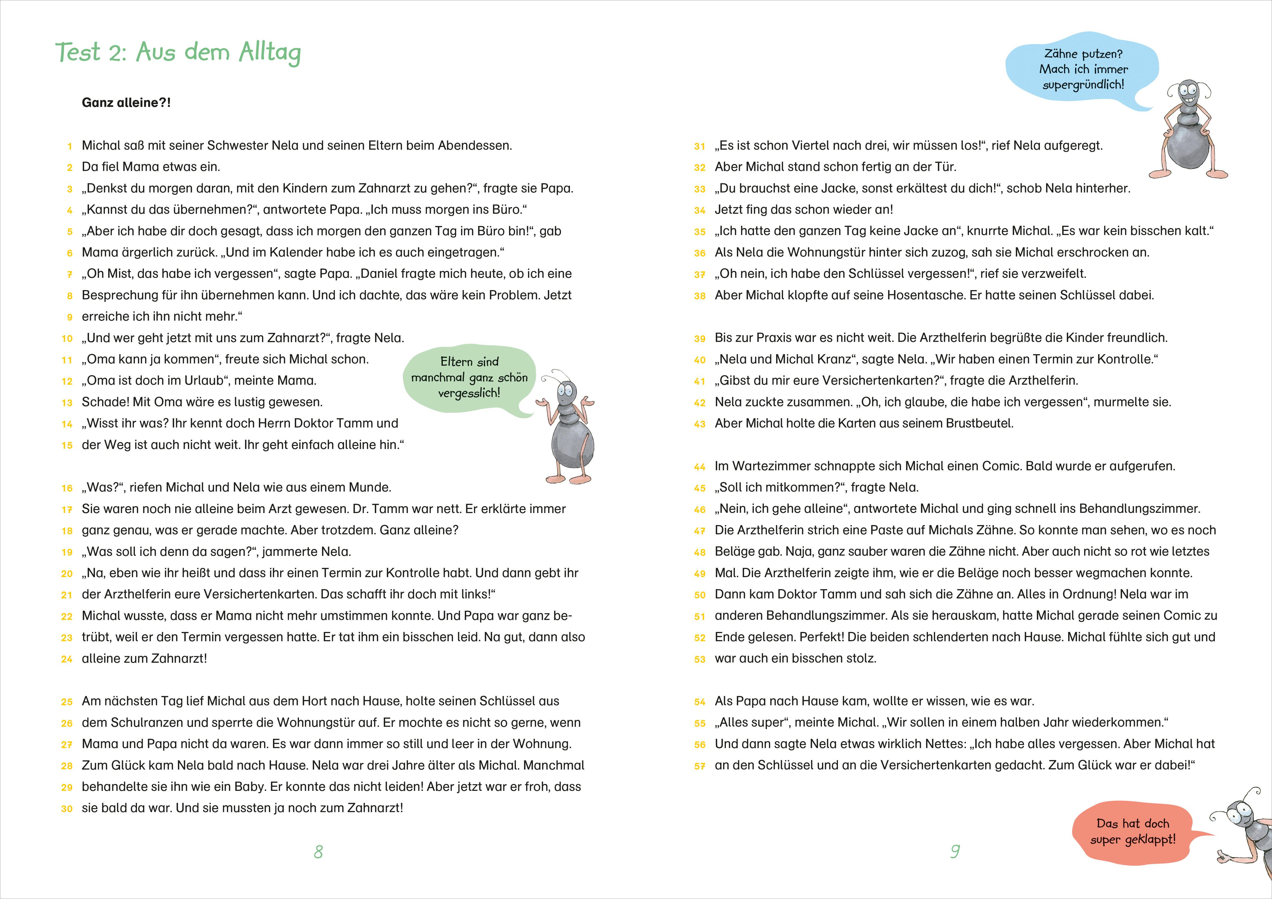 Beispielinhalt (Bild) Fit für Lesetests 3. Klasse. Mein Testheft
