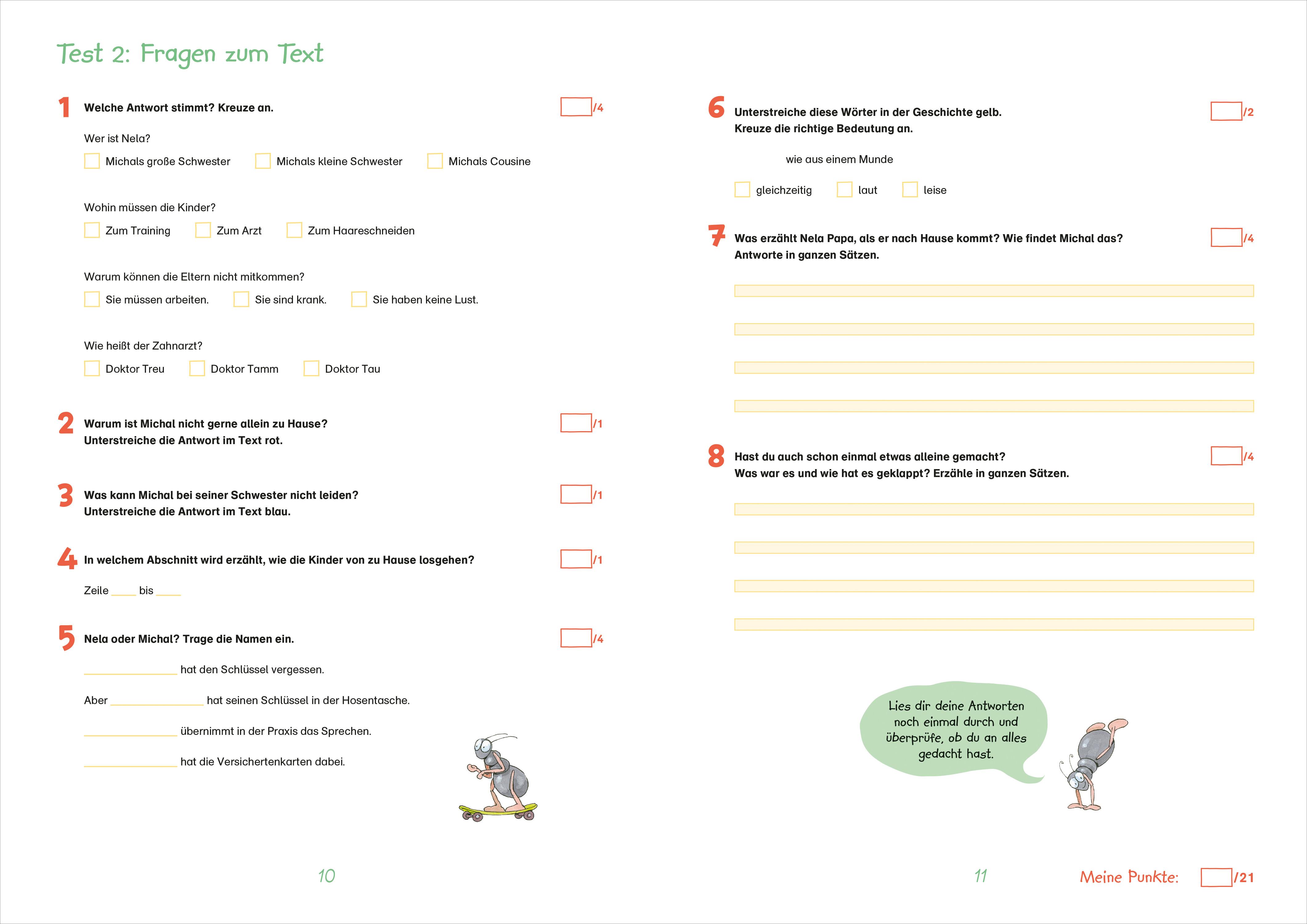 Beispielinhalt (Bild) Fit für Lesetests 3. Klasse. Mein Testheft