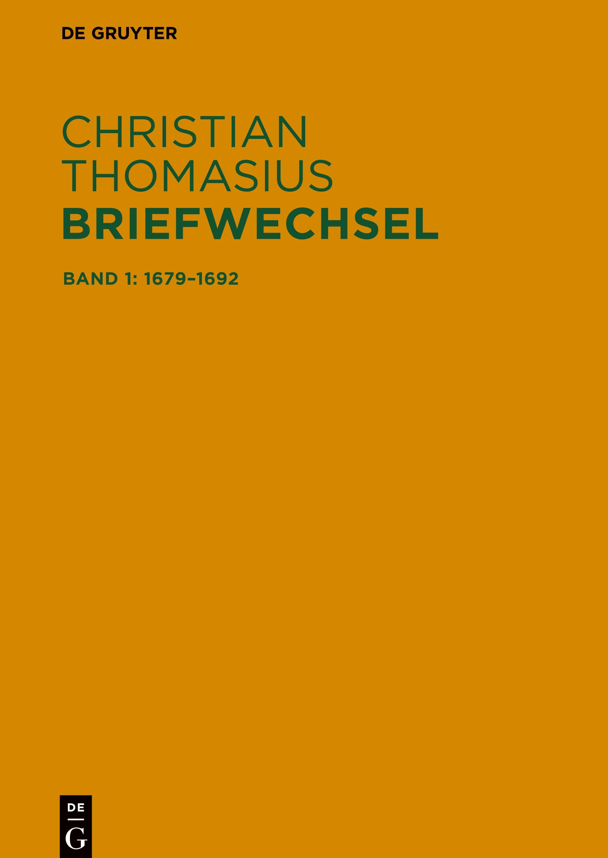 Vorderes Coverbild Sämtliche Briefe 1679-1728, Band 1, Briefe 1679-1692