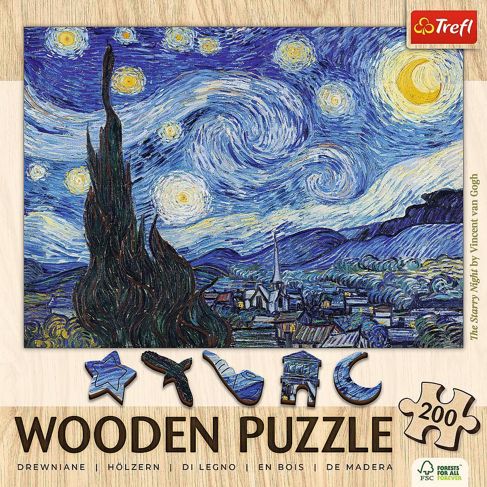 Beispielinhalt (Bild) Holz Puzzles - "200" - Die Sternennacht / Vincent van Gogh