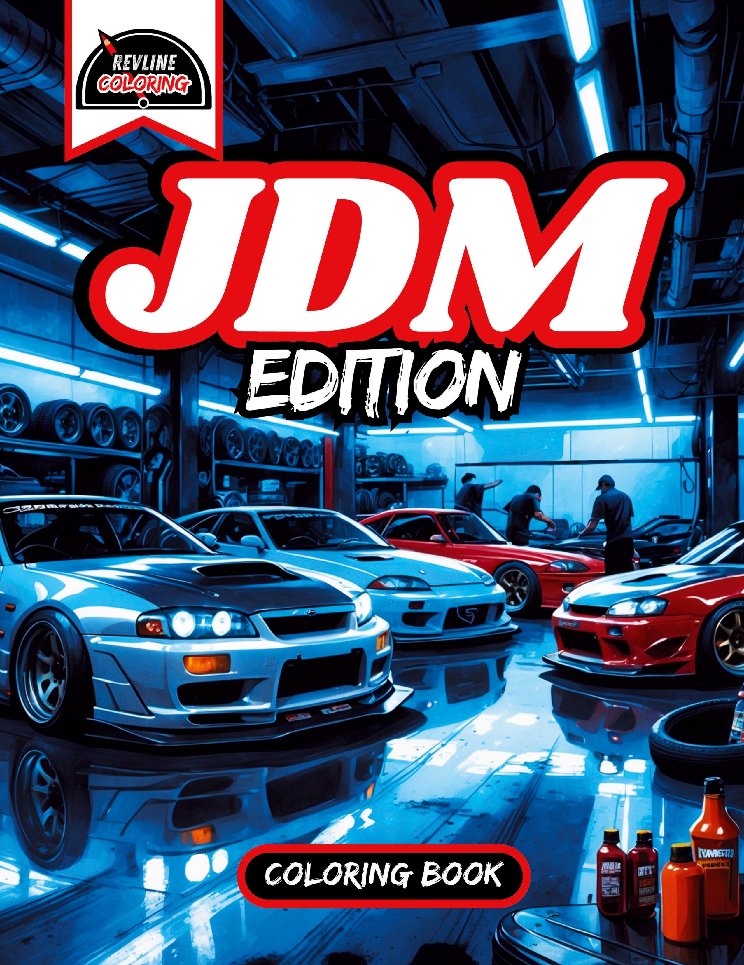 Vorderes Coverbild Revline Coloring JDM Edition Car Coloring Book