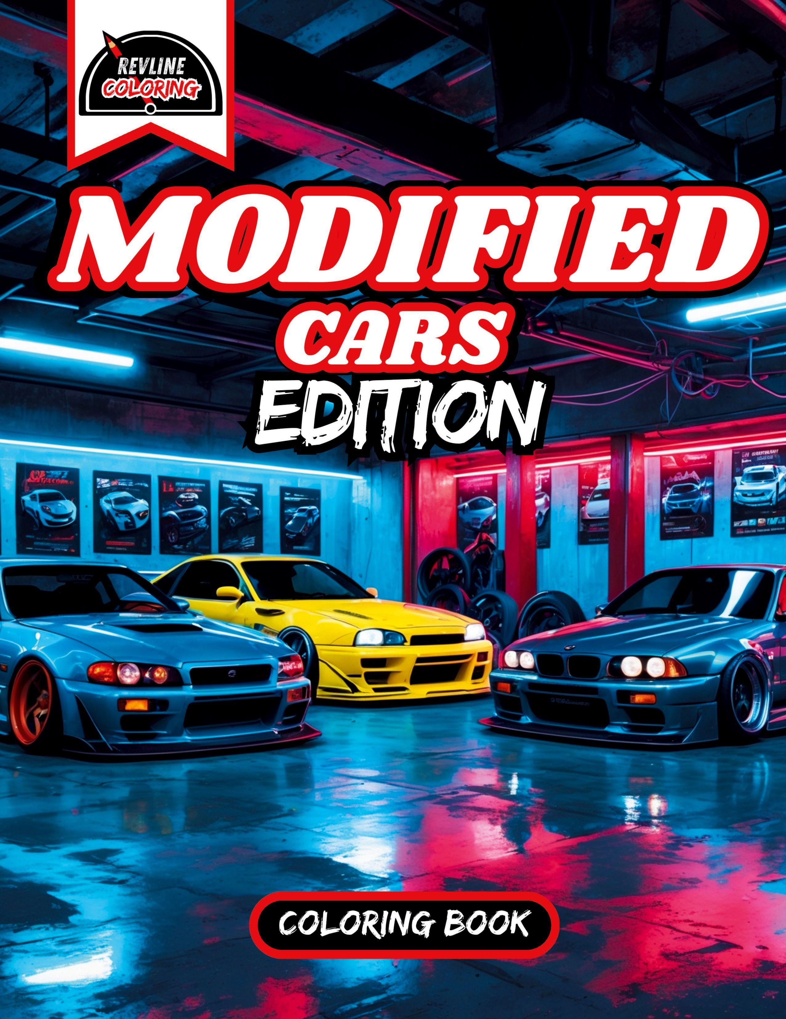 Vorderes Coverbild Revline Coloring Modified Cars Edition Car Coloring Book
