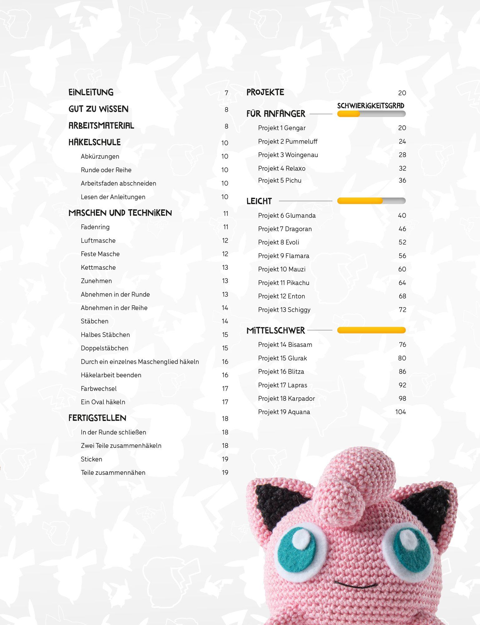 Beispielinhalt (Bild) Pokémon: Das große Häkelbuch