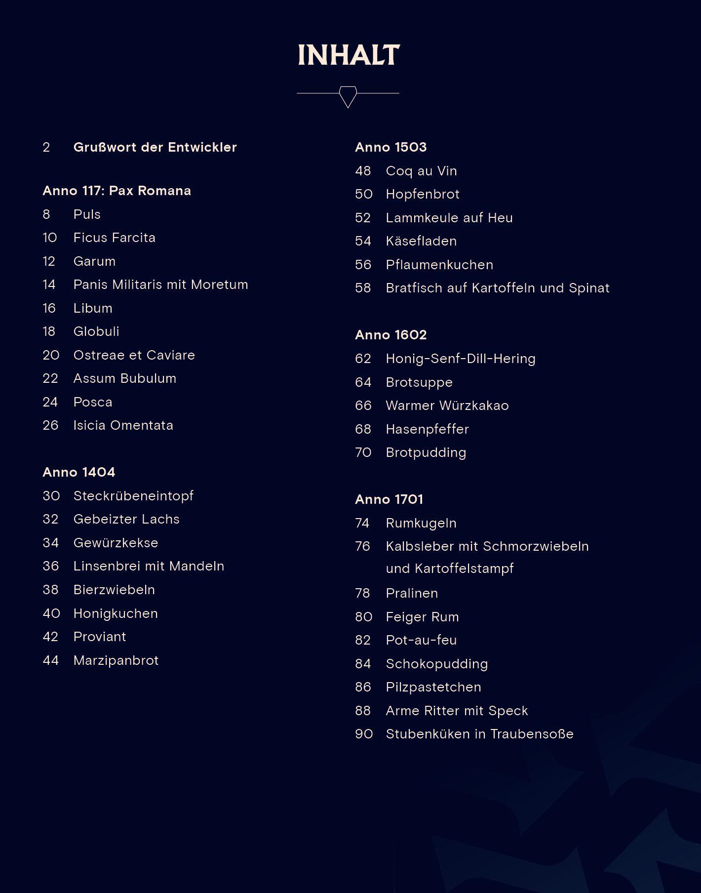 Beispielinhalt (Bild) Das offizielle Anno Kochbuch