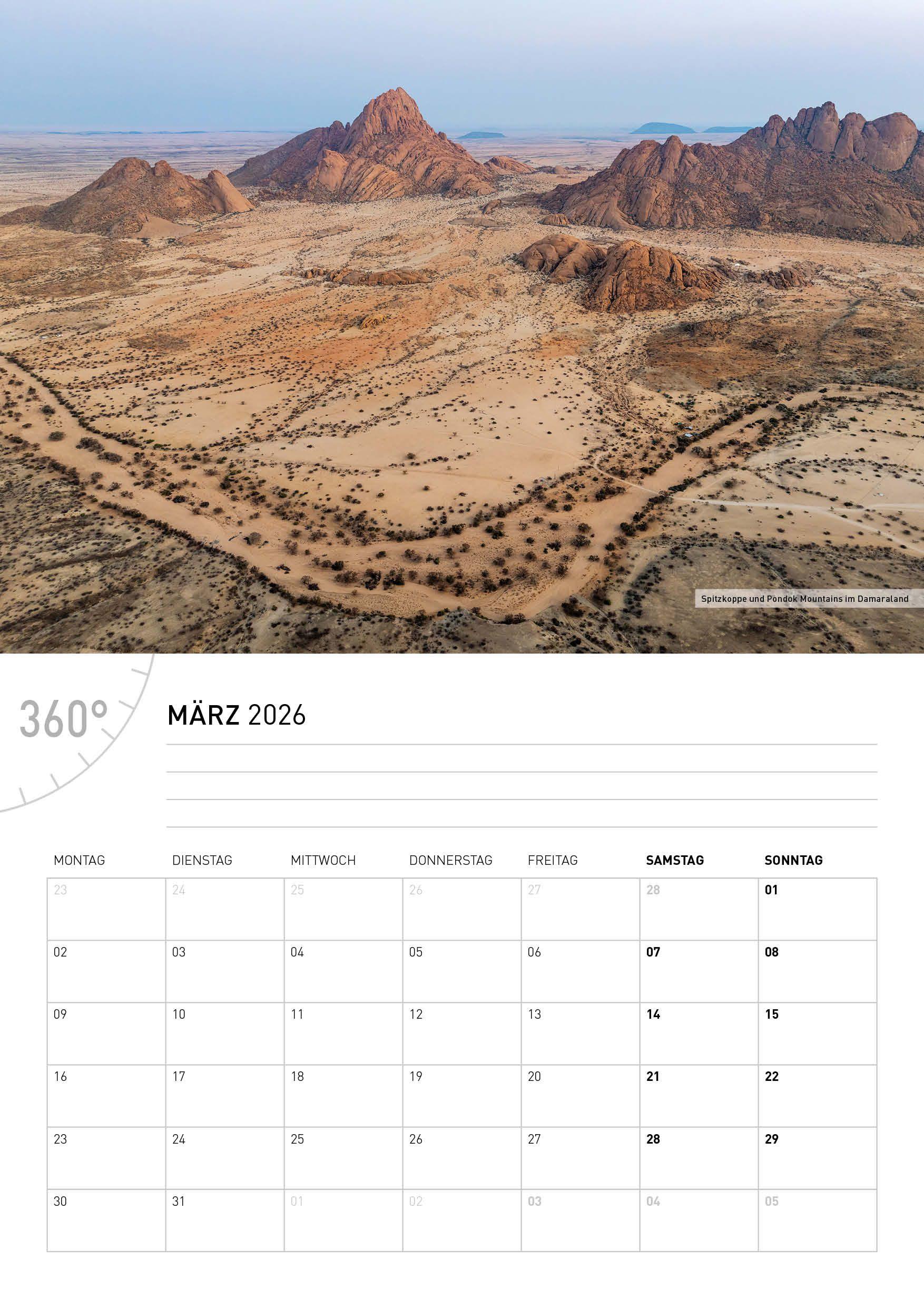 Beispielinhalt (Bild) Namibia Broschürenkalender 2026