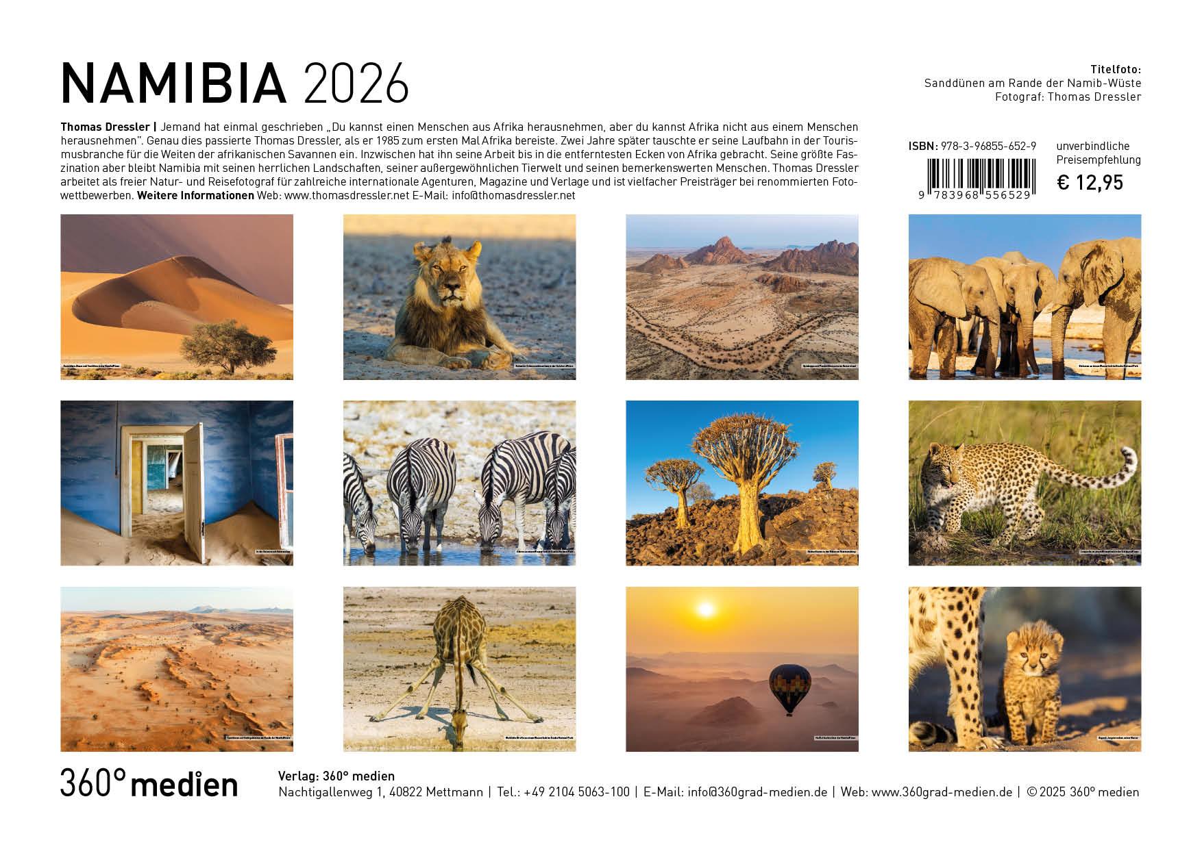 Rückseitencover Namibia Broschürenkalender 2026