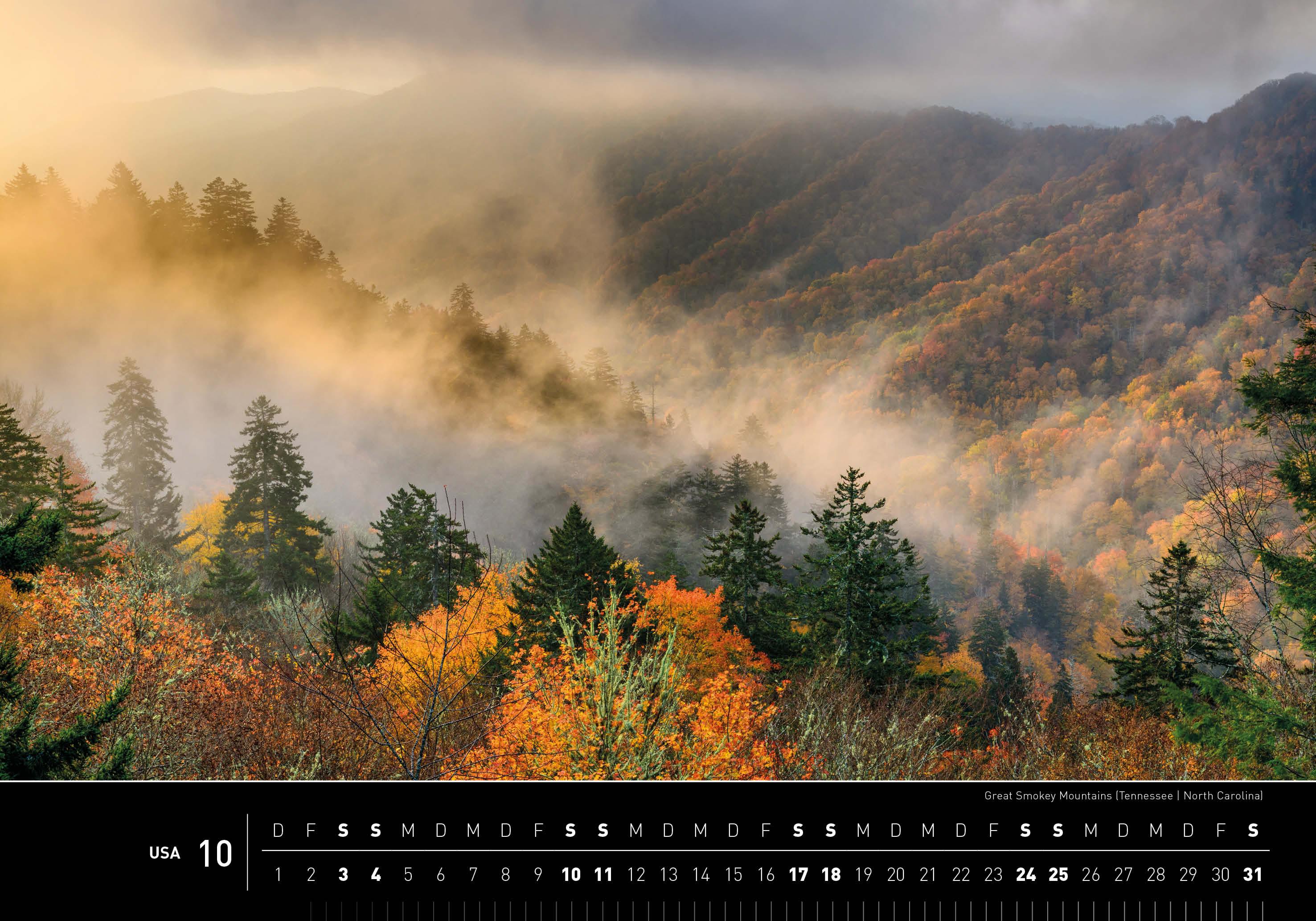 Beispielinhalt (Bild) USA Premiumkalender 2026