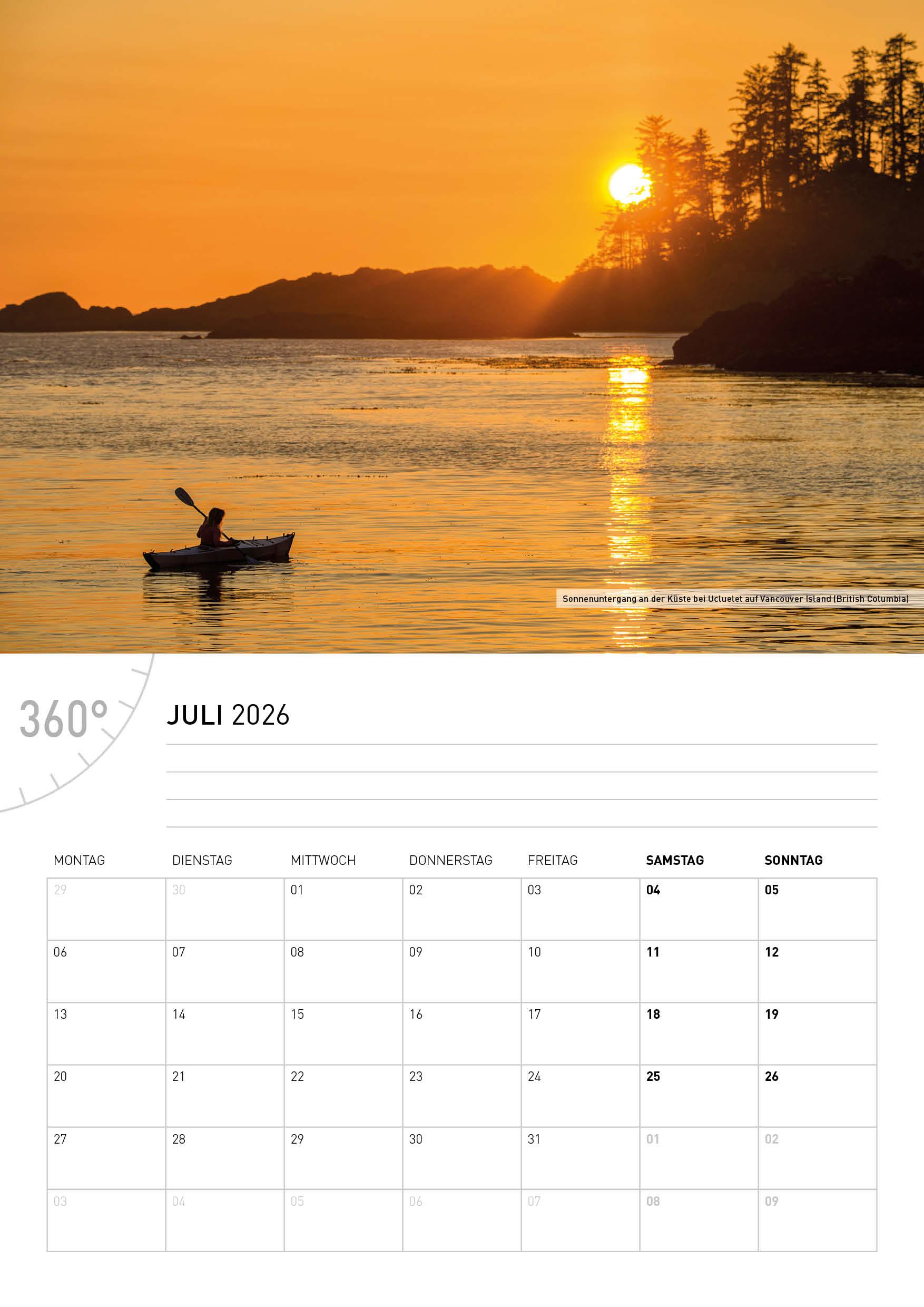 Beispielinhalt (Bild) Kanada Broschürenkalender 2026