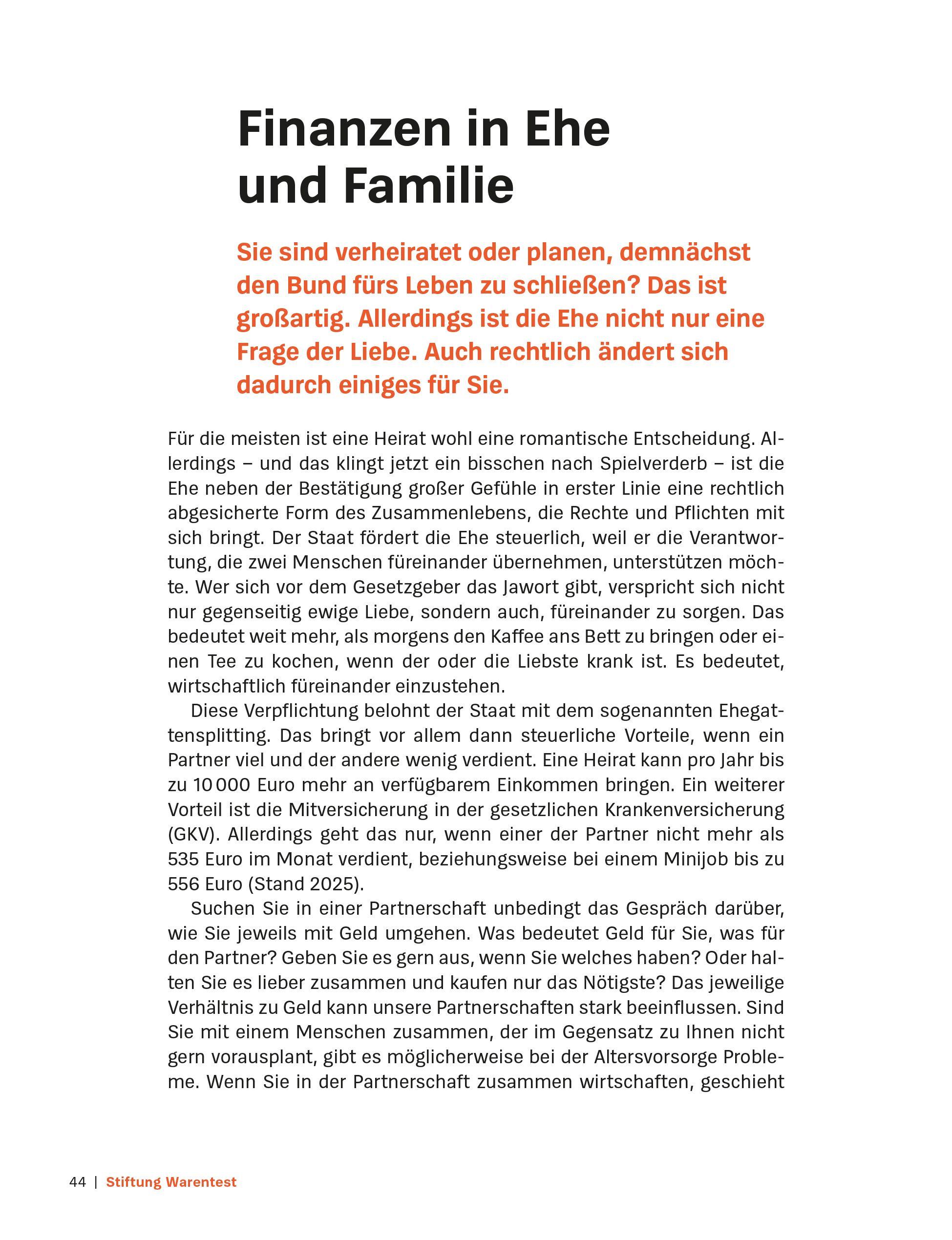 Beispielinhalt (Bild) Ausgesorgt