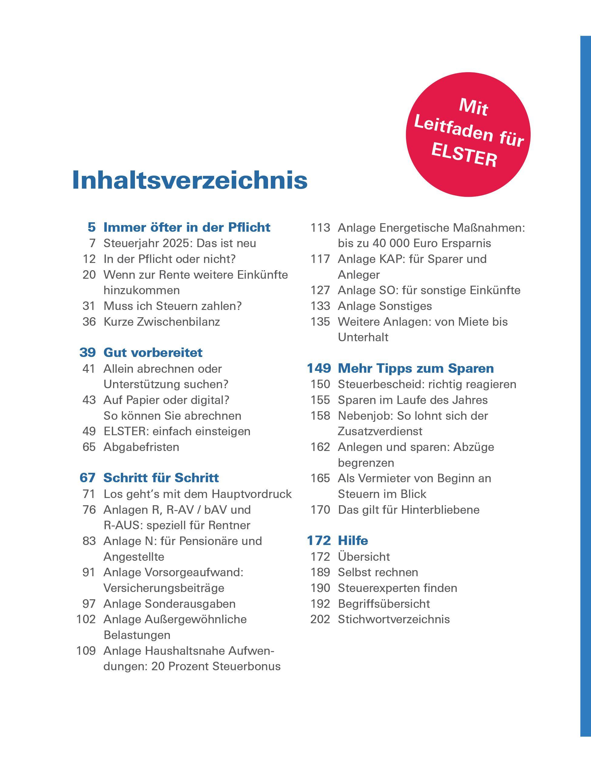 Beispielinhalt (Bild) Steuererklärung 2025/2026 - Rentner, Pensionäre