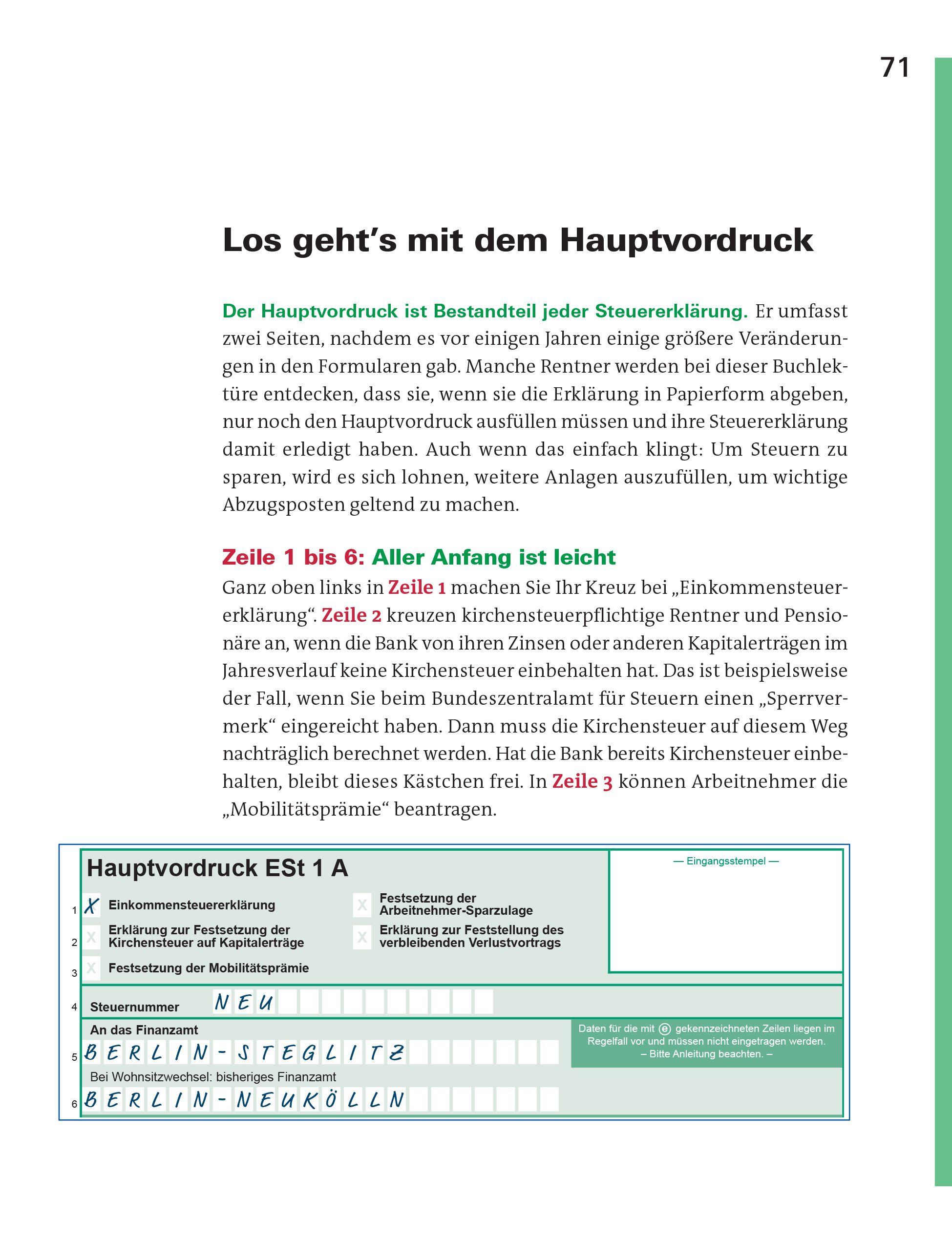 Beispielinhalt (Bild) Steuererklärung 2025/2026 - Rentner, Pensionäre