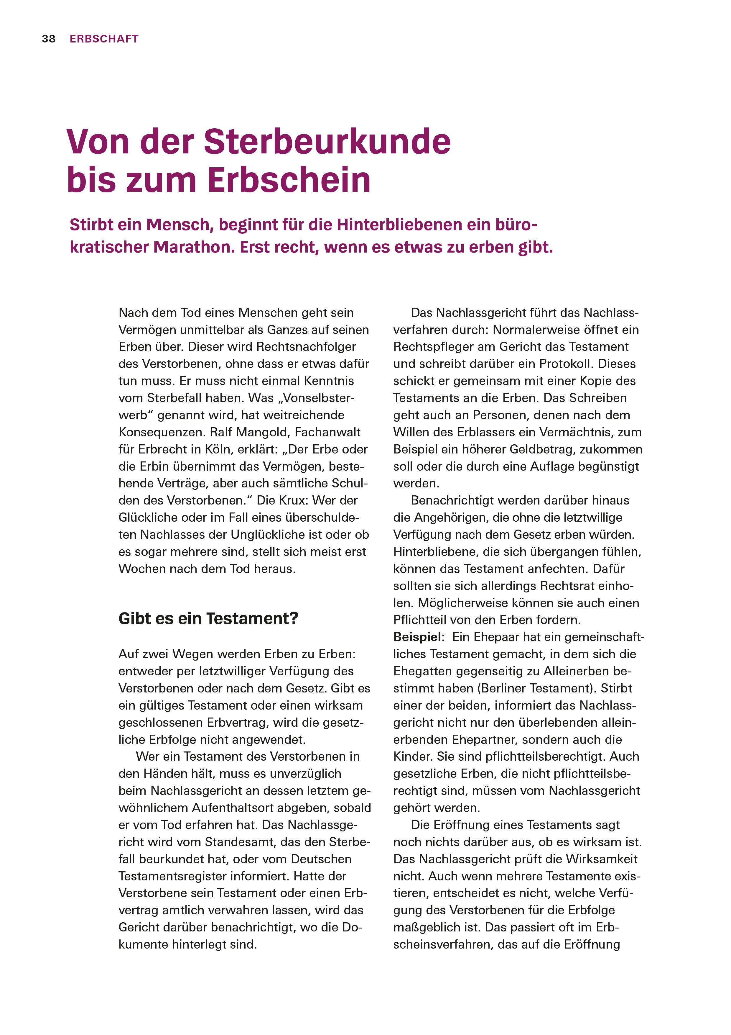 Beispielinhalt (Bild) Schnelle Hilfe im Trauerfall