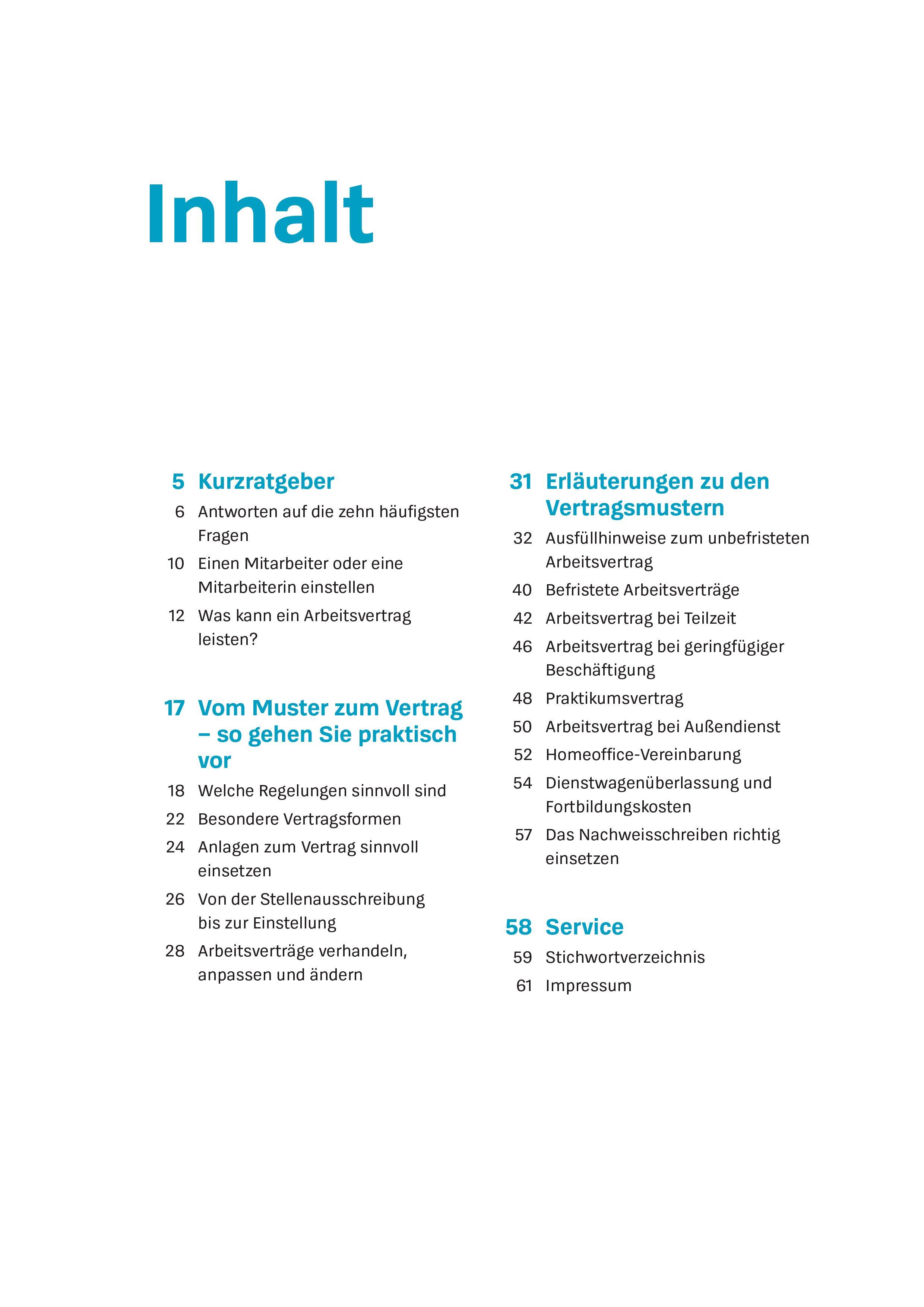 Beispielinhalt (Bild) Arbeitsverträge: Das Set