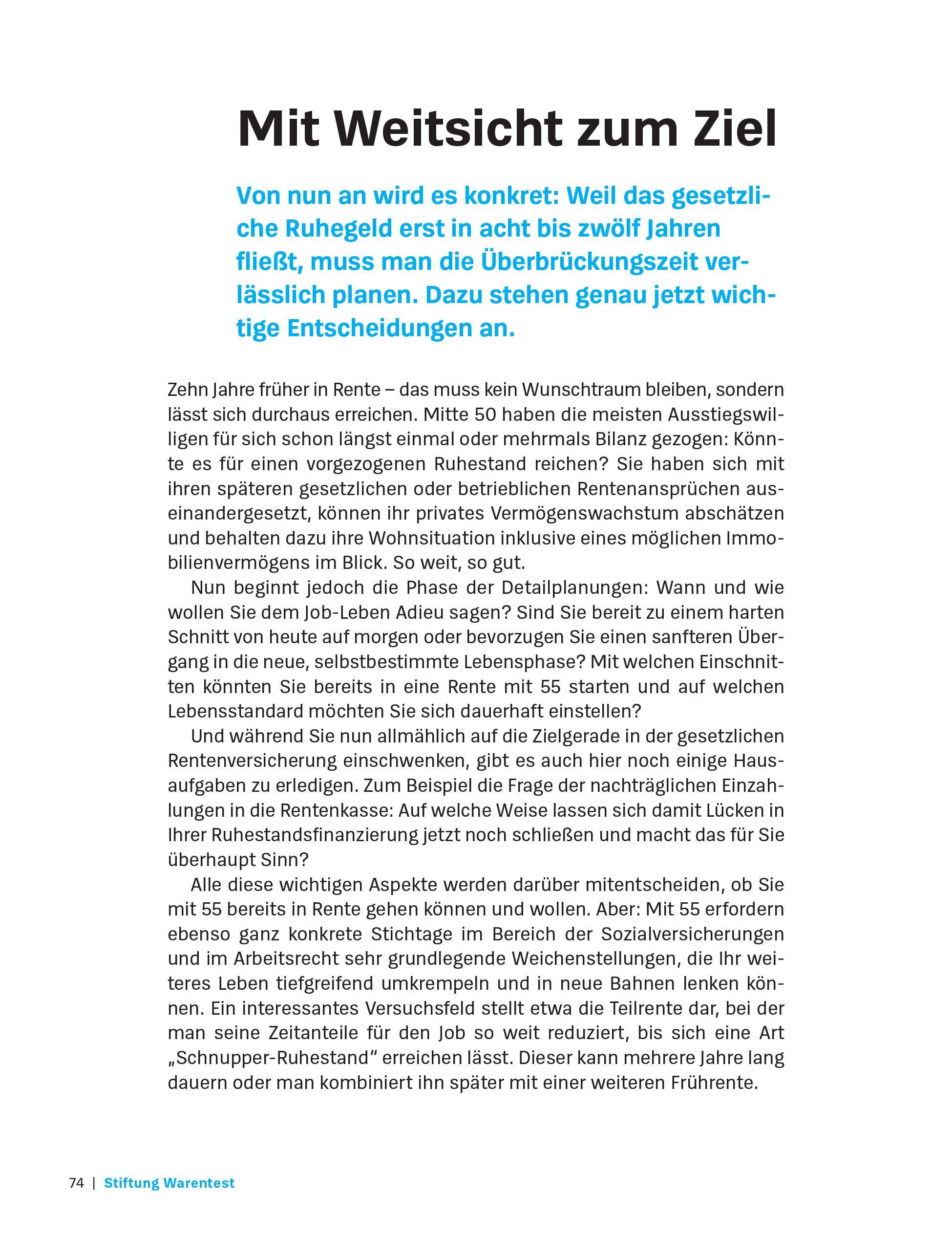 Beispielinhalt (Bild) Früher in Rente und Ruhestand