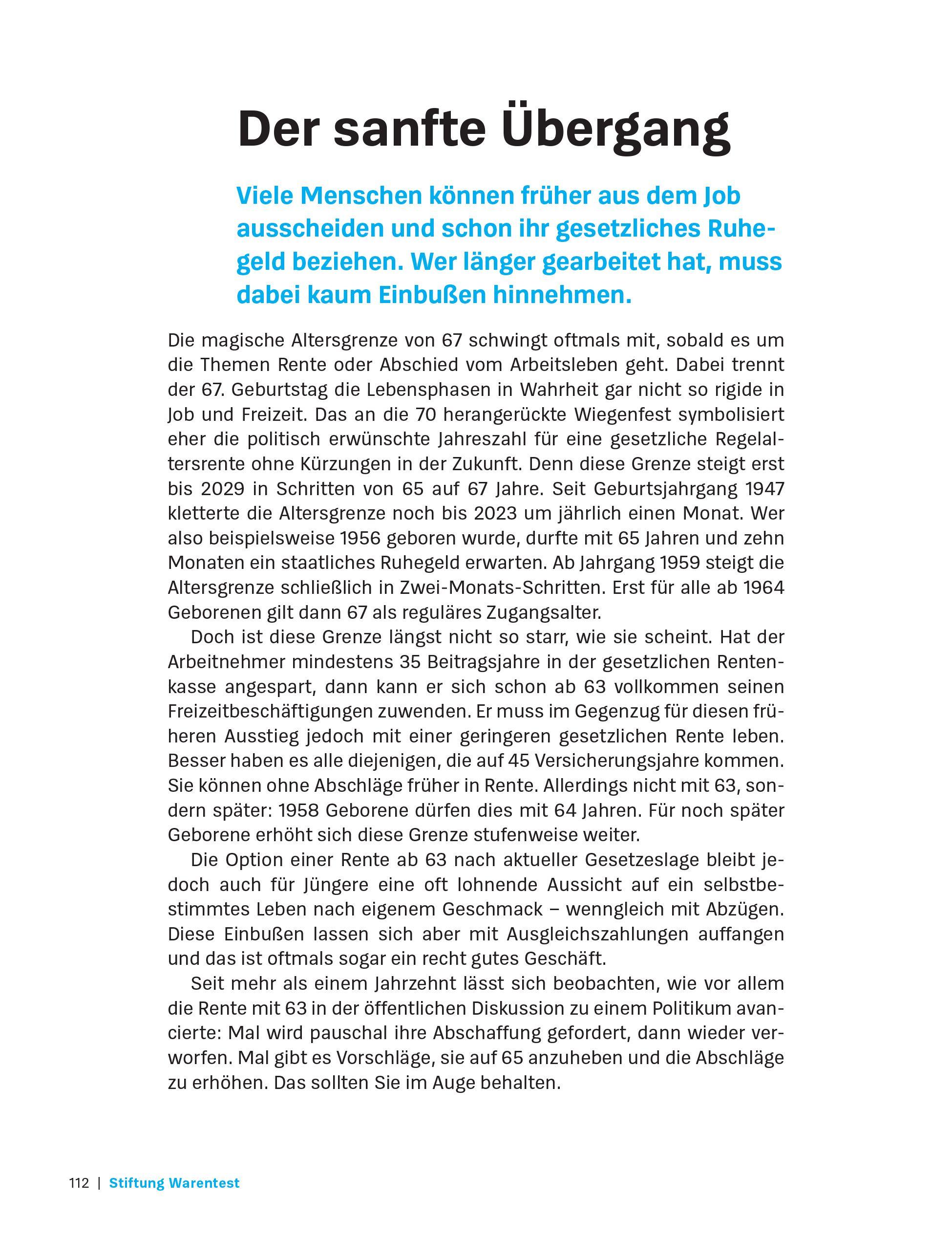 Beispielinhalt (Bild) Früher in Rente und Ruhestand