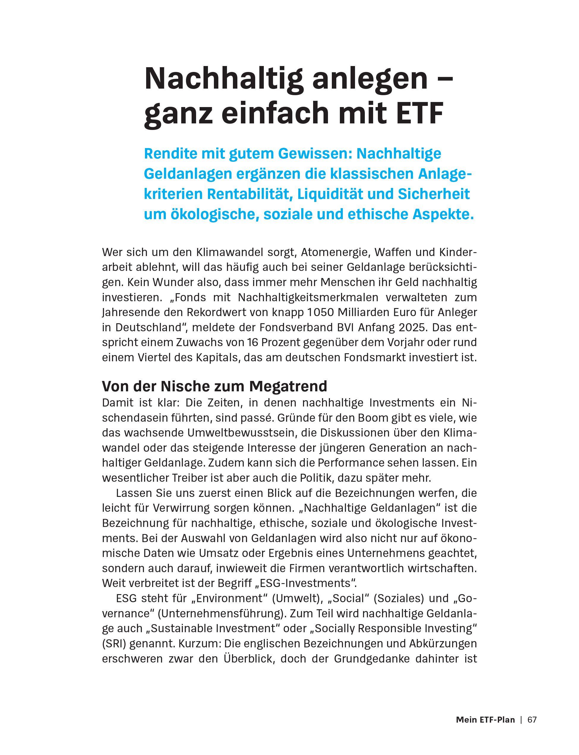 Beispielinhalt (Bild) Anlegen mit ETF