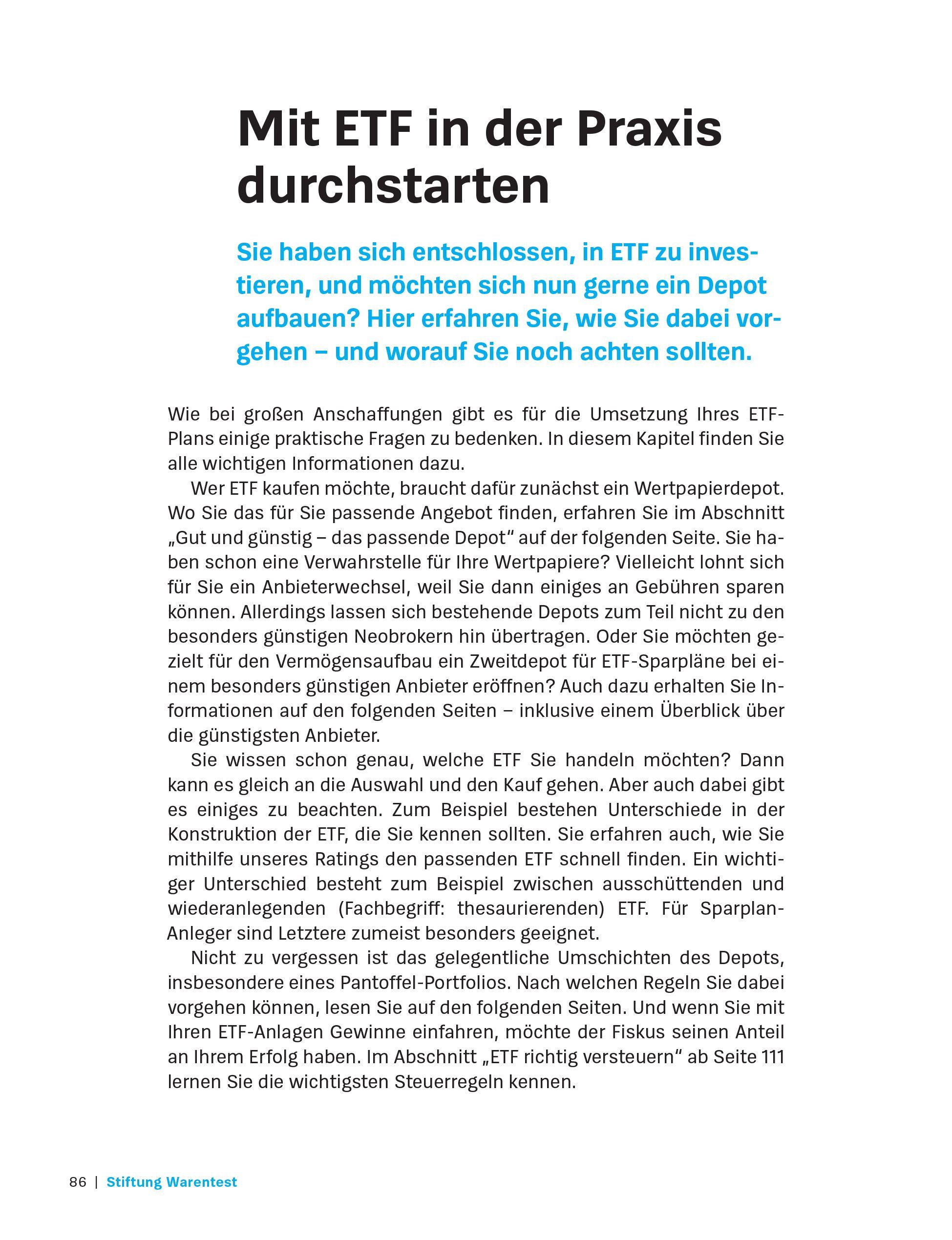 Beispielinhalt (Bild) Anlegen mit ETF