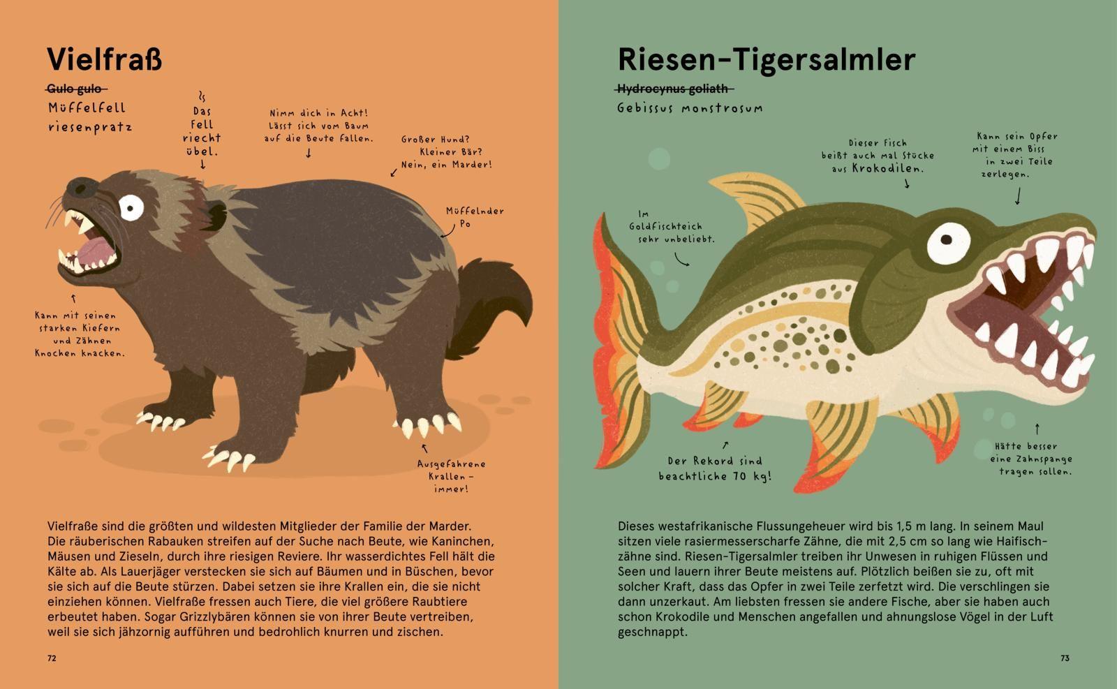 Beispielinhalt (Bild) Das Lexikon gruseliger Tiere