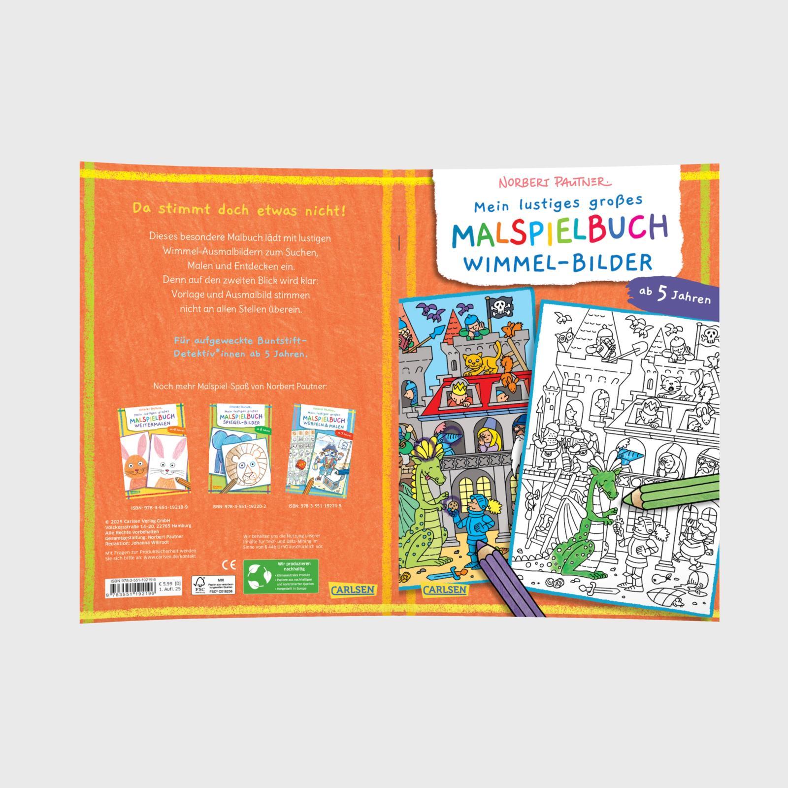 Beispielinhalt (Bild) Mein lustiges großes Malspielbuch: Wimmel-Bilder (ab 5 Jahren)