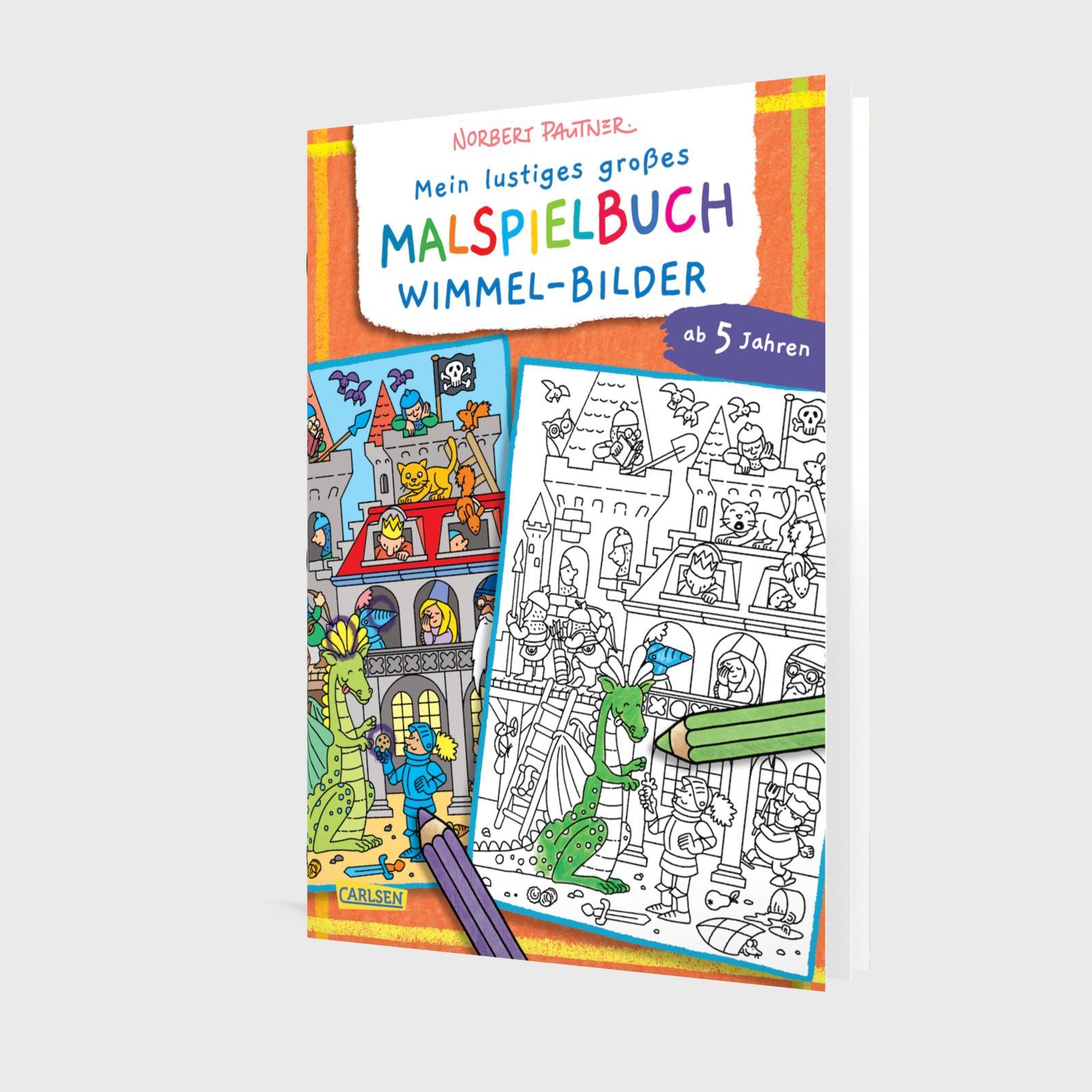 Beispielinhalt (Bild) Mein lustiges großes Malspielbuch: Wimmel-Bilder (ab 5 Jahren)