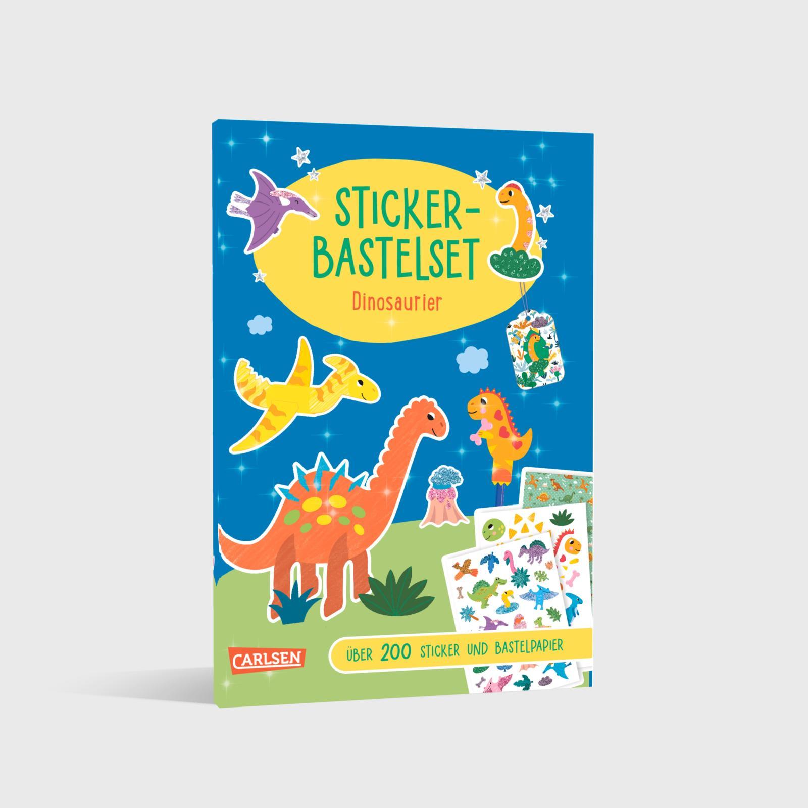 Beispielinhalt (Bild) Bastelset für Kinder: Sticker-Bastelset: Dinosaurier
