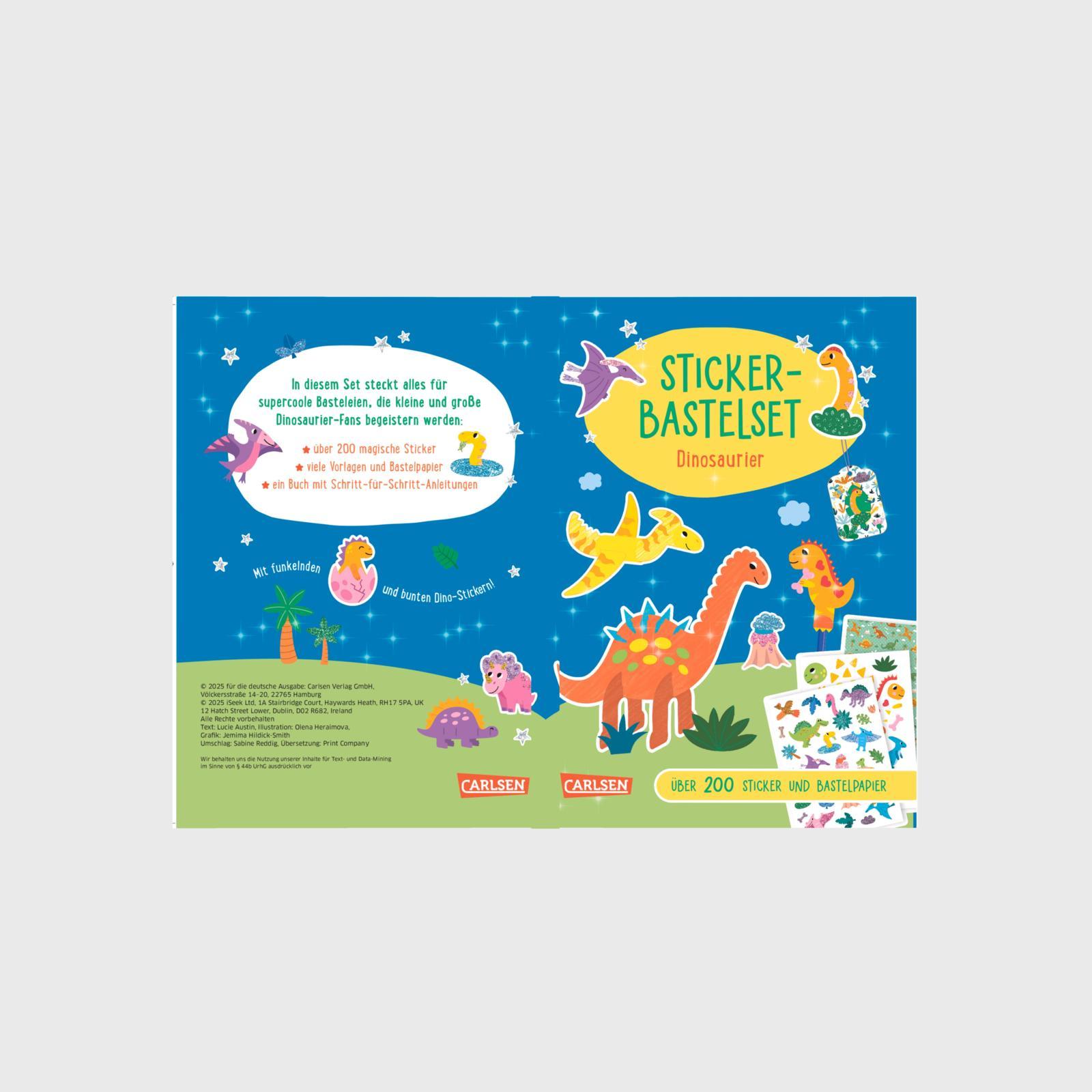 Beispielinhalt (Bild) Bastelset für Kinder: Sticker-Bastelset: Dinosaurier