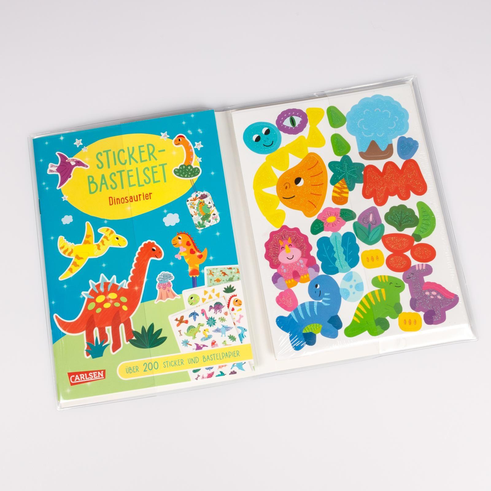 Beispielinhalt (Bild) Bastelset für Kinder: Sticker-Bastelset: Dinosaurier