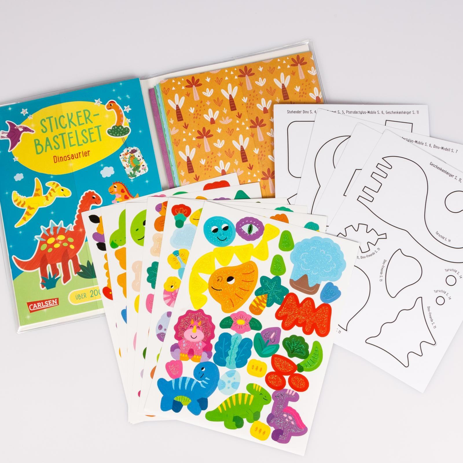Beispielinhalt (Bild) Bastelset für Kinder: Sticker-Bastelset: Dinosaurier