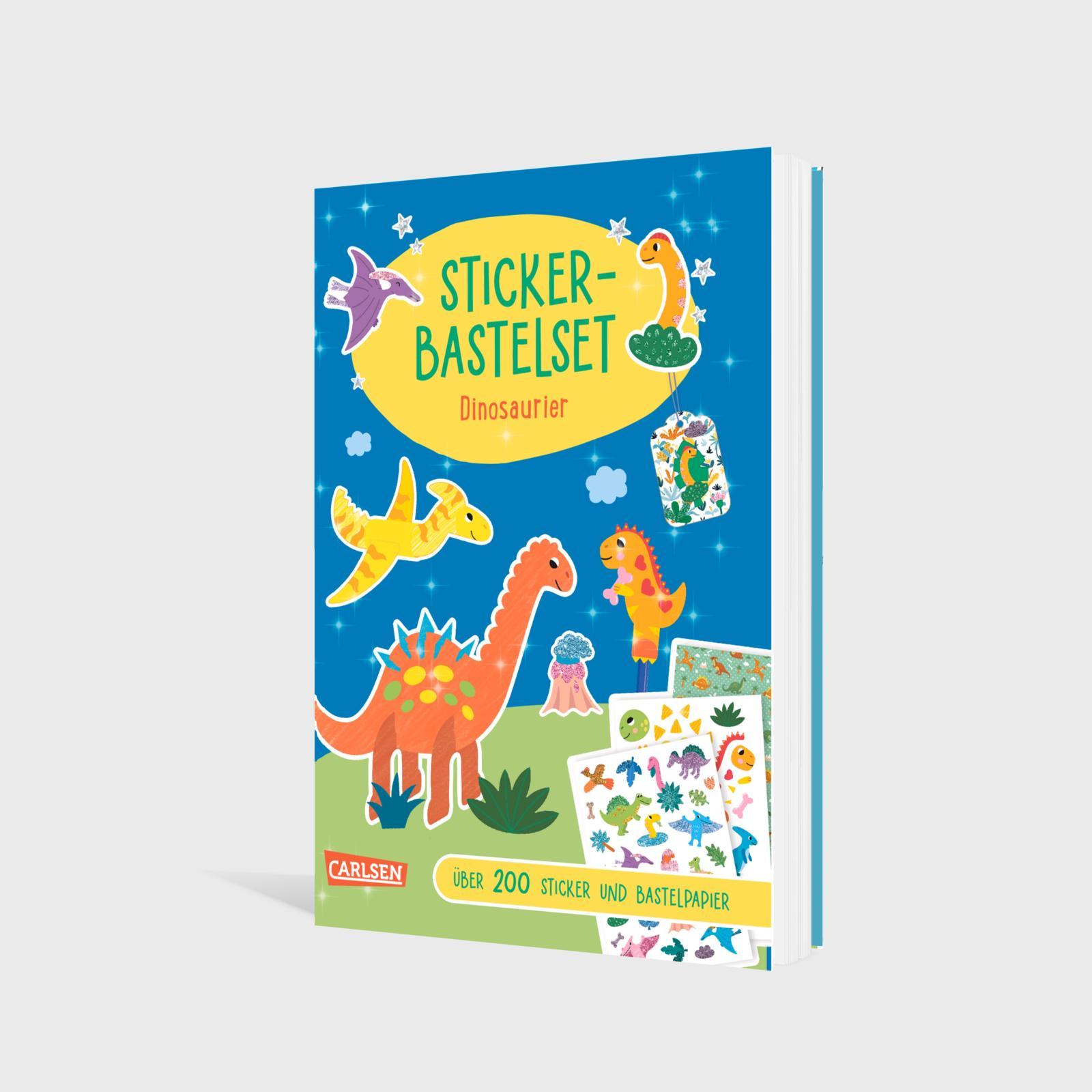 Beispielinhalt (Bild) Bastelset für Kinder: Sticker-Bastelset: Dinosaurier