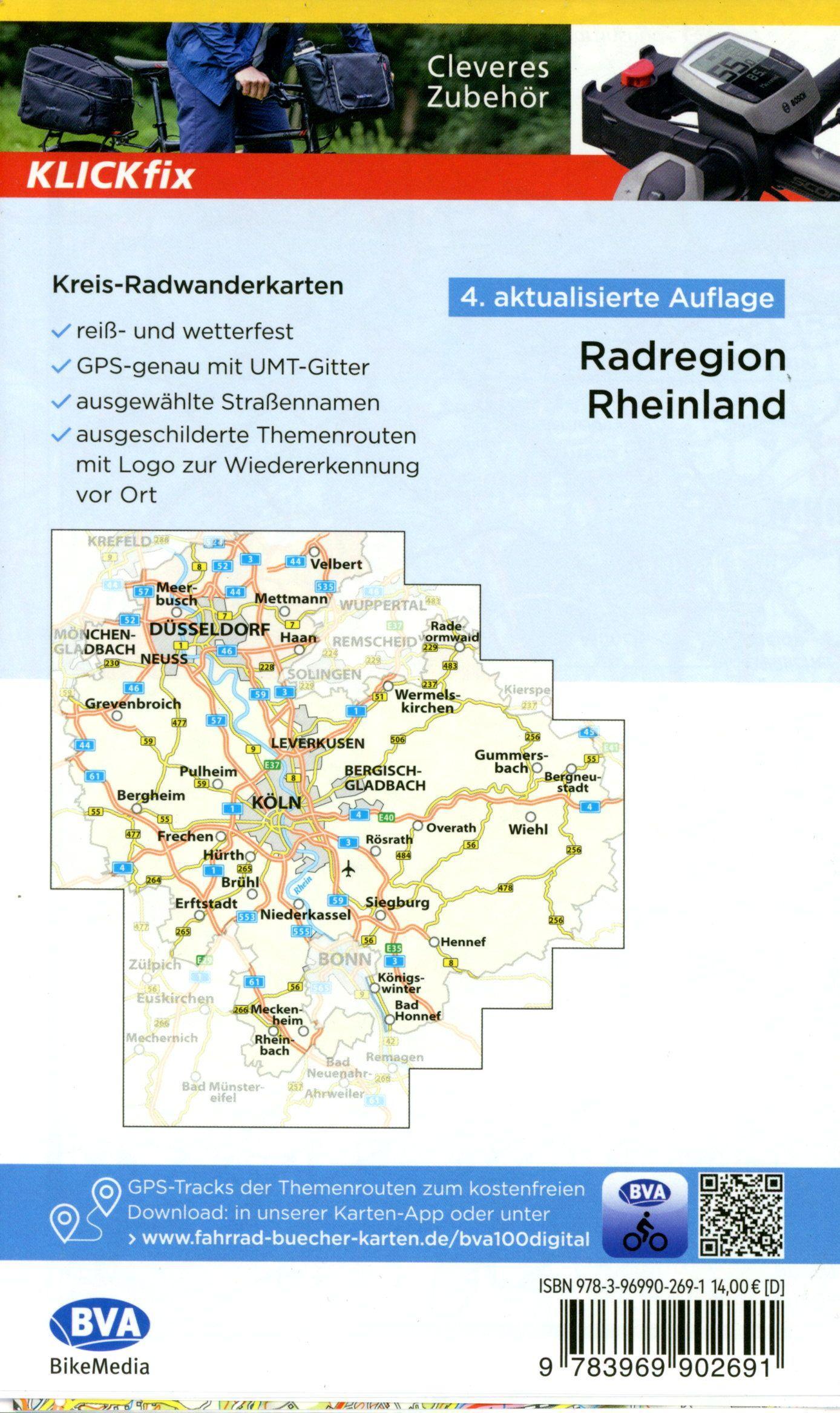 Beispielinhalt (Bild) BVA Radwanderkarte Die schönsten Radtouren in der RadRegion Rheinland 1:100.000, reiß- und wetterfest, GPS-Tracks Download, E-Bike geeignet, mit Knotenpunktnetz und ausgewählten Themenrouten