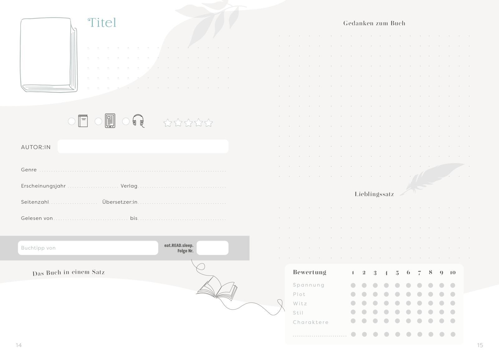 Beispielinhalt (Bild) eat.READ.sleep - Das Book Journal