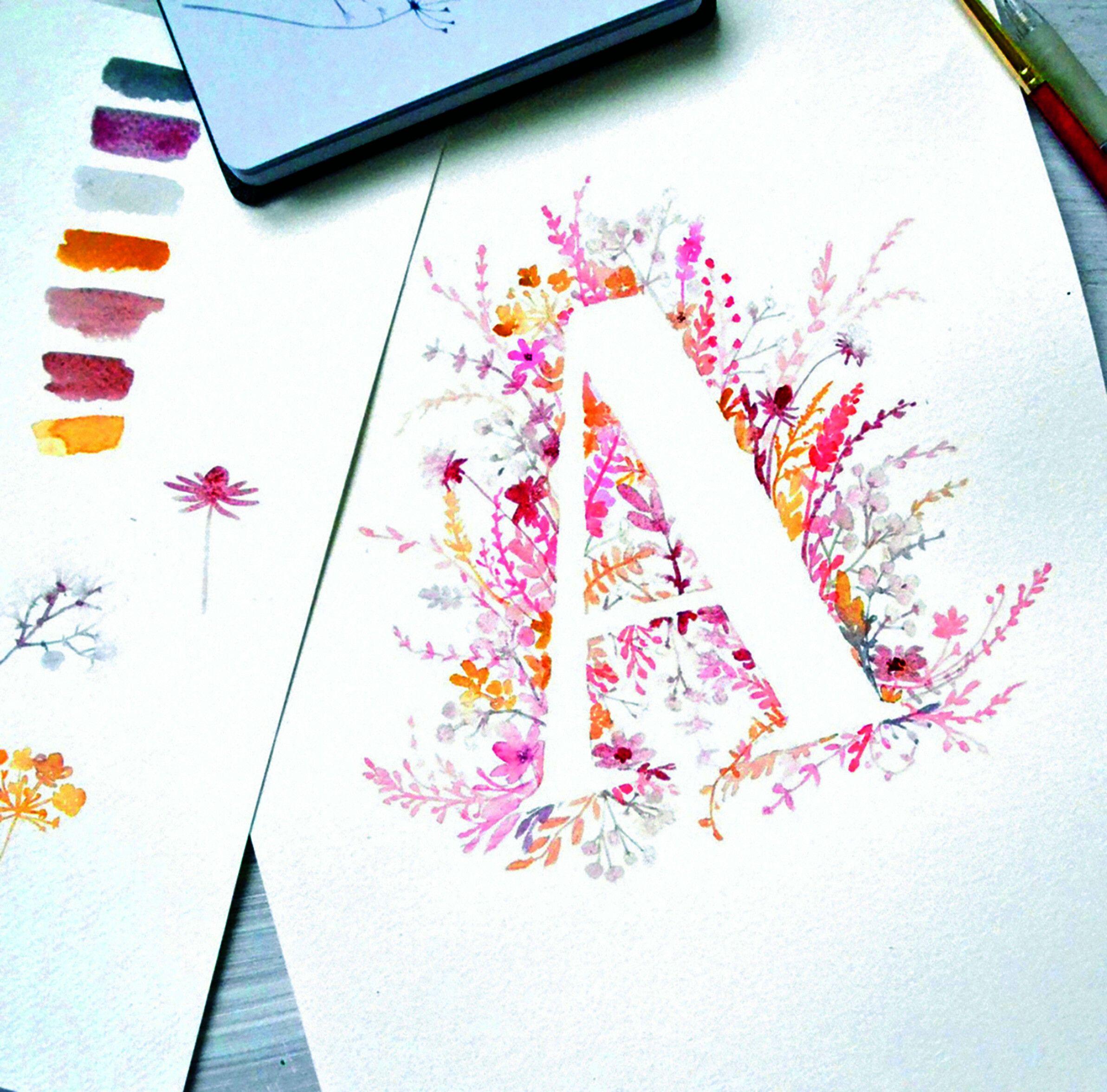 Beispielinhalt (Bild) Monogramme in Aquarell