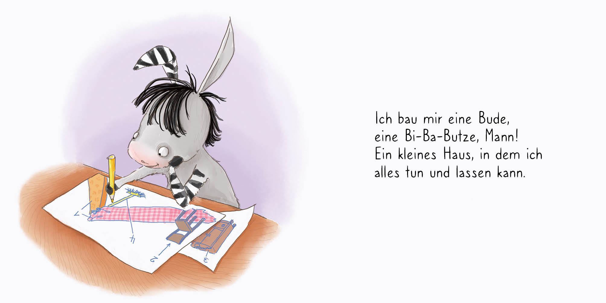 Beispielinhalt (Bild) Grimm und Möhrchen bauen sich eine Höhle