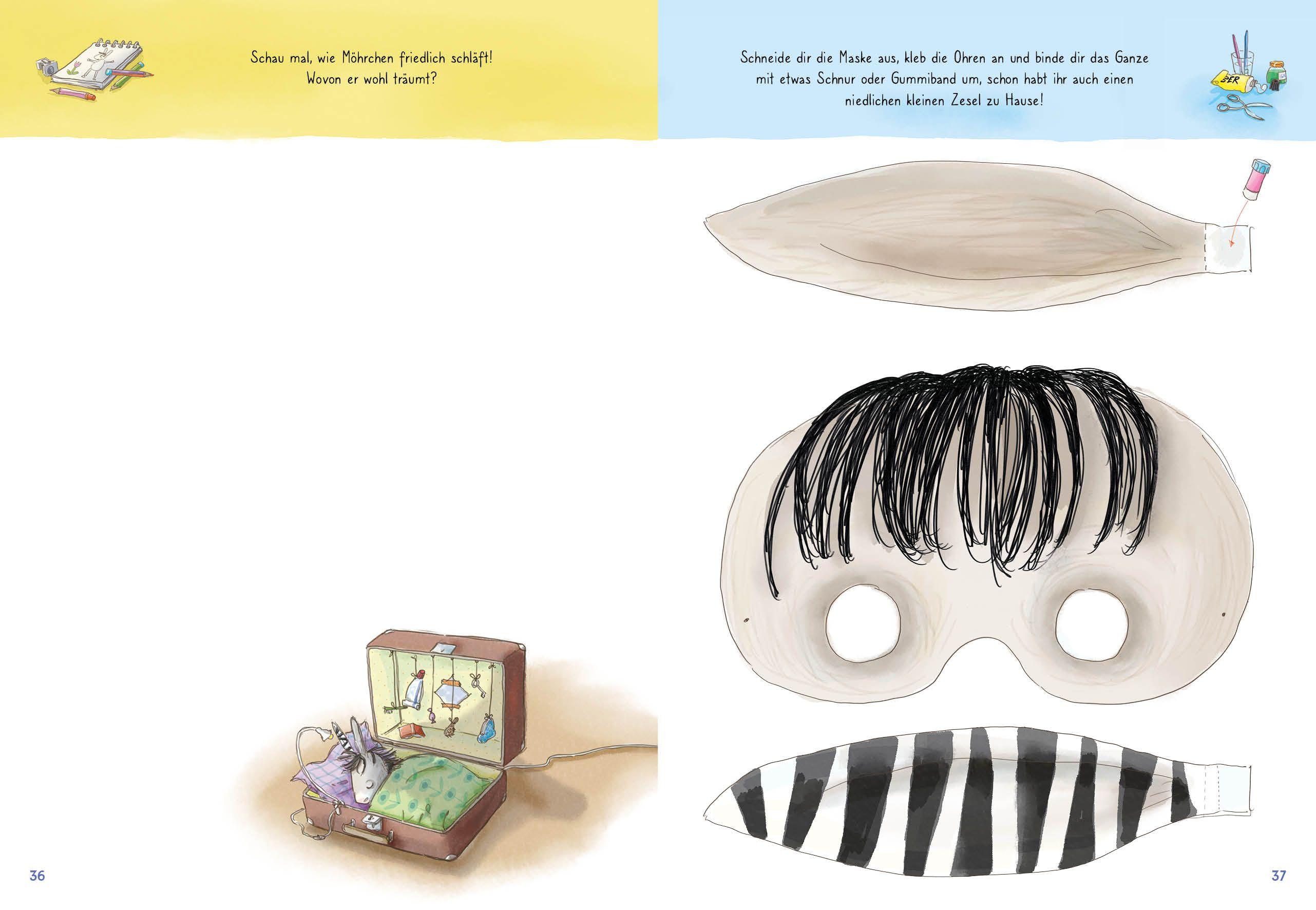 Beispielinhalt (Bild) Grimm und Möhrchen - Das zeselige Mitmachbuch für graue und bunte Tage