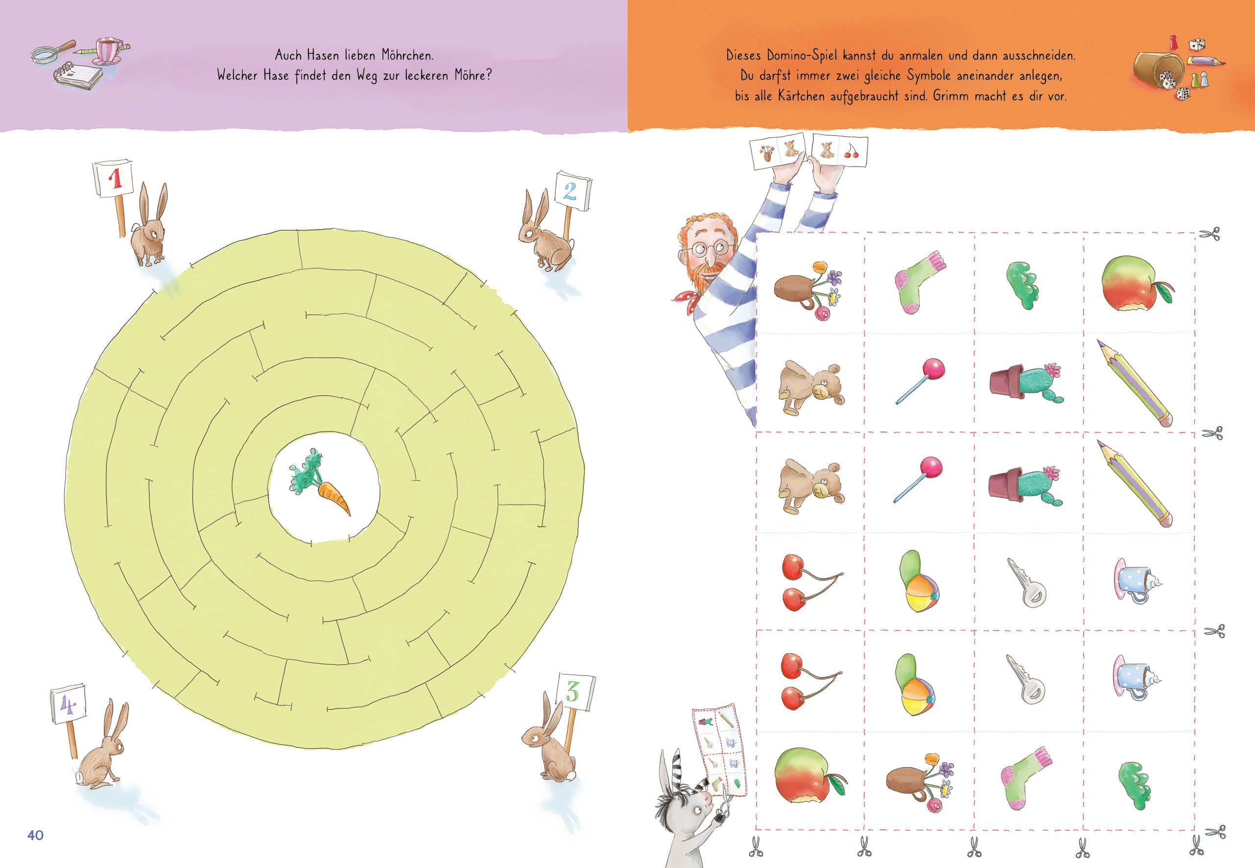 Beispielinhalt (Bild) Grimm und Möhrchen - Das zeselige Mitmachbuch für graue und bunte Tage