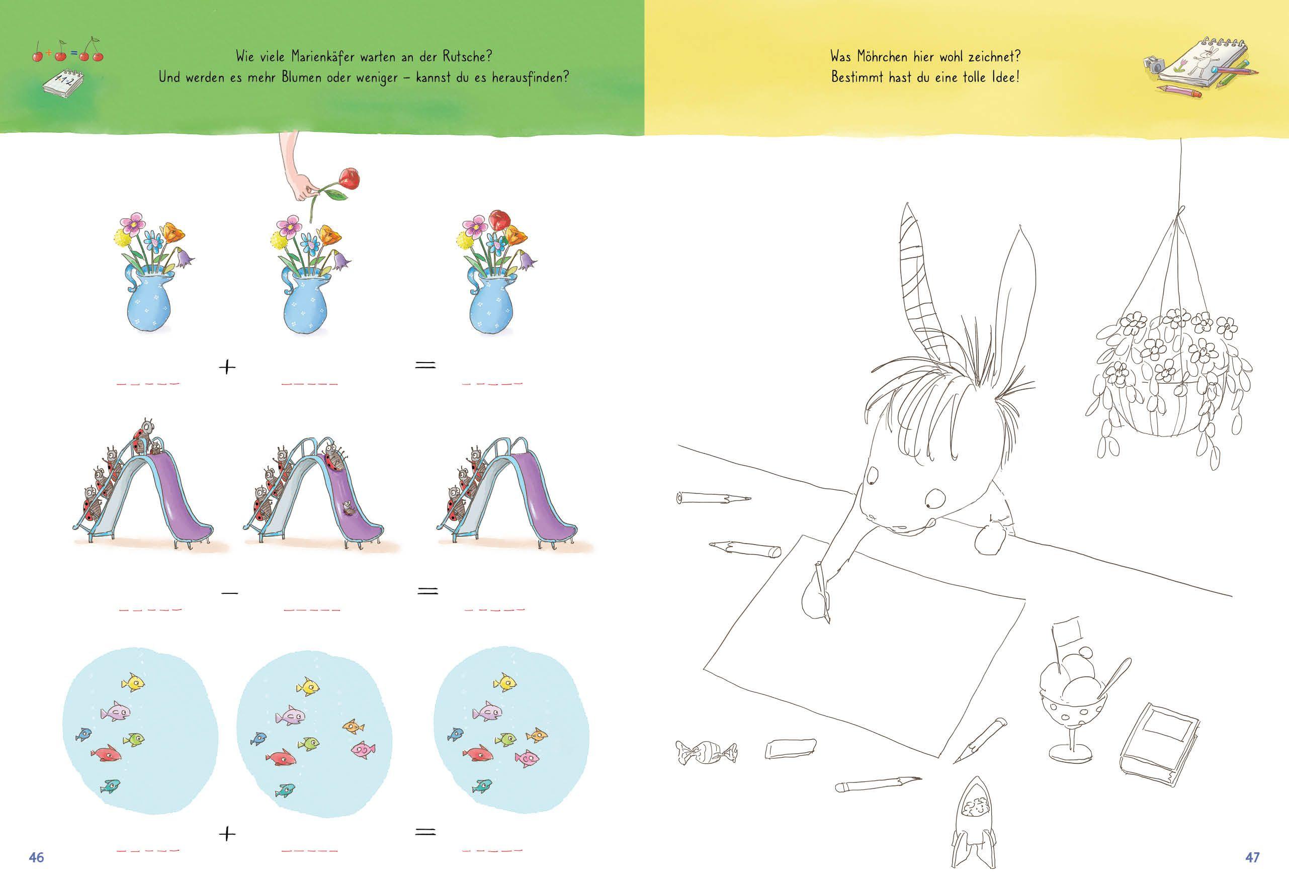Beispielinhalt (Bild) Grimm und Möhrchen - Das zeselige Mitmachbuch für graue und bunte Tage