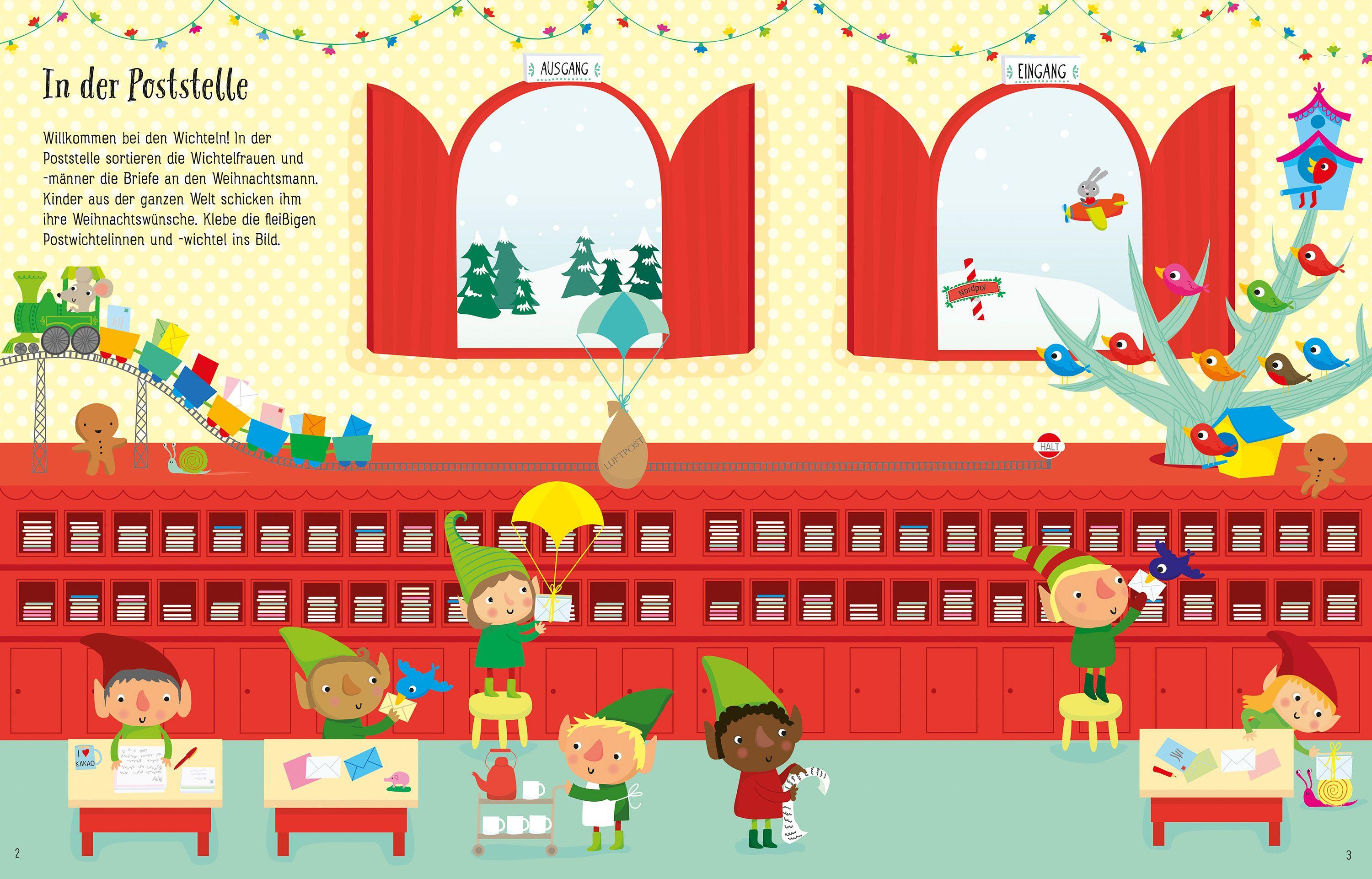 Beispielinhalt (Bild) Mein Stickerbuch: Besuch bei den Wichteln