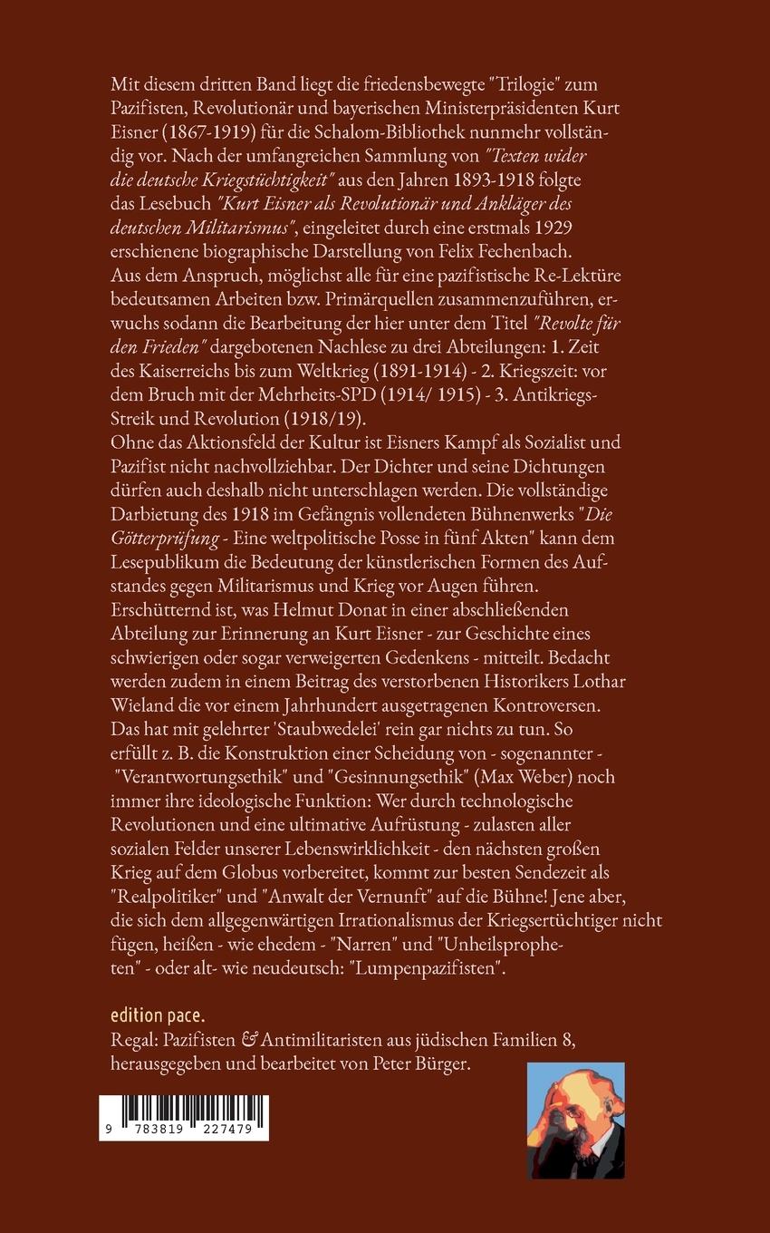 Rückseitencover Revolte für den Frieden