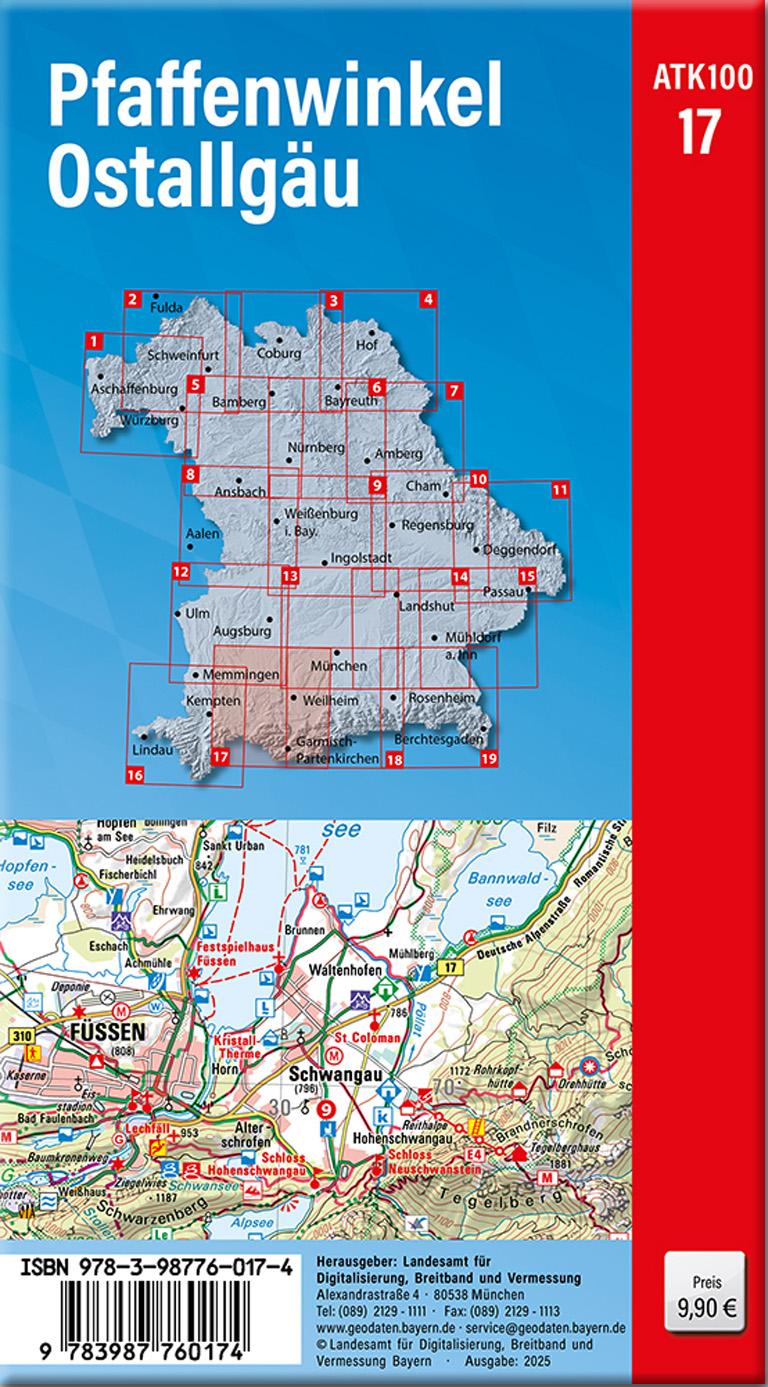 Rückseitencover ATK100-17 Pfaffenwinkel, Ostallgäu (Amtliche Topographische Karte 1:100000)