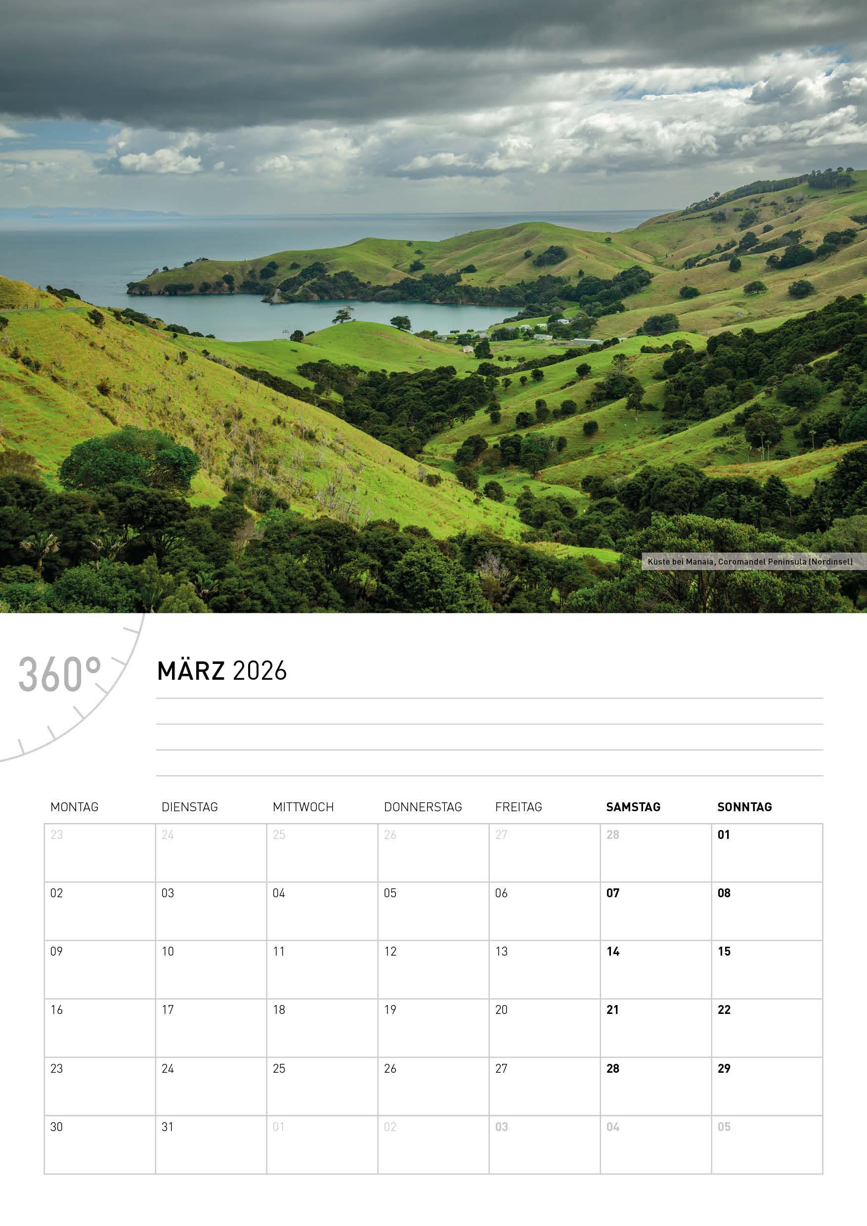 Beispielinhalt (Bild) Neuseeland Broschürenkalender 2026