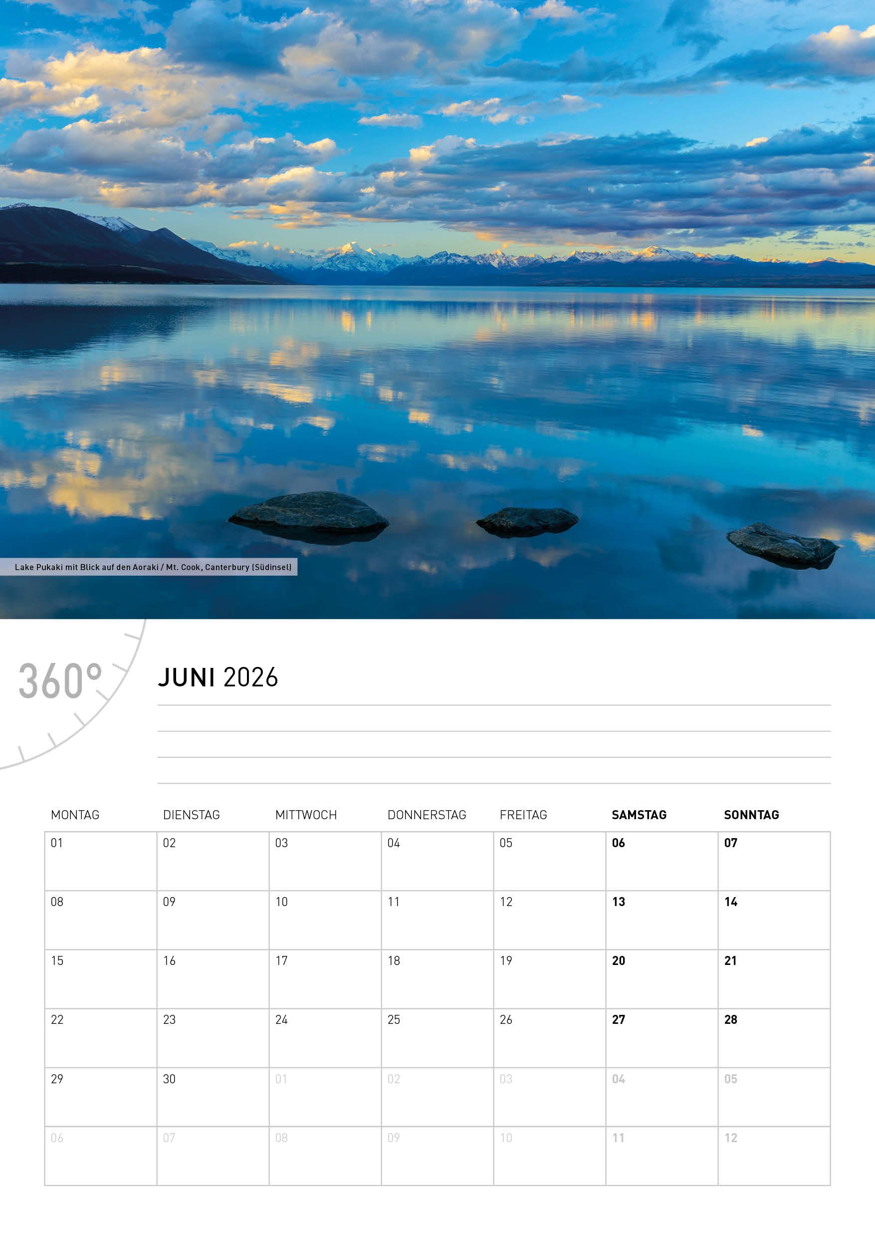 Beispielinhalt (Bild) Neuseeland Broschürenkalender 2026