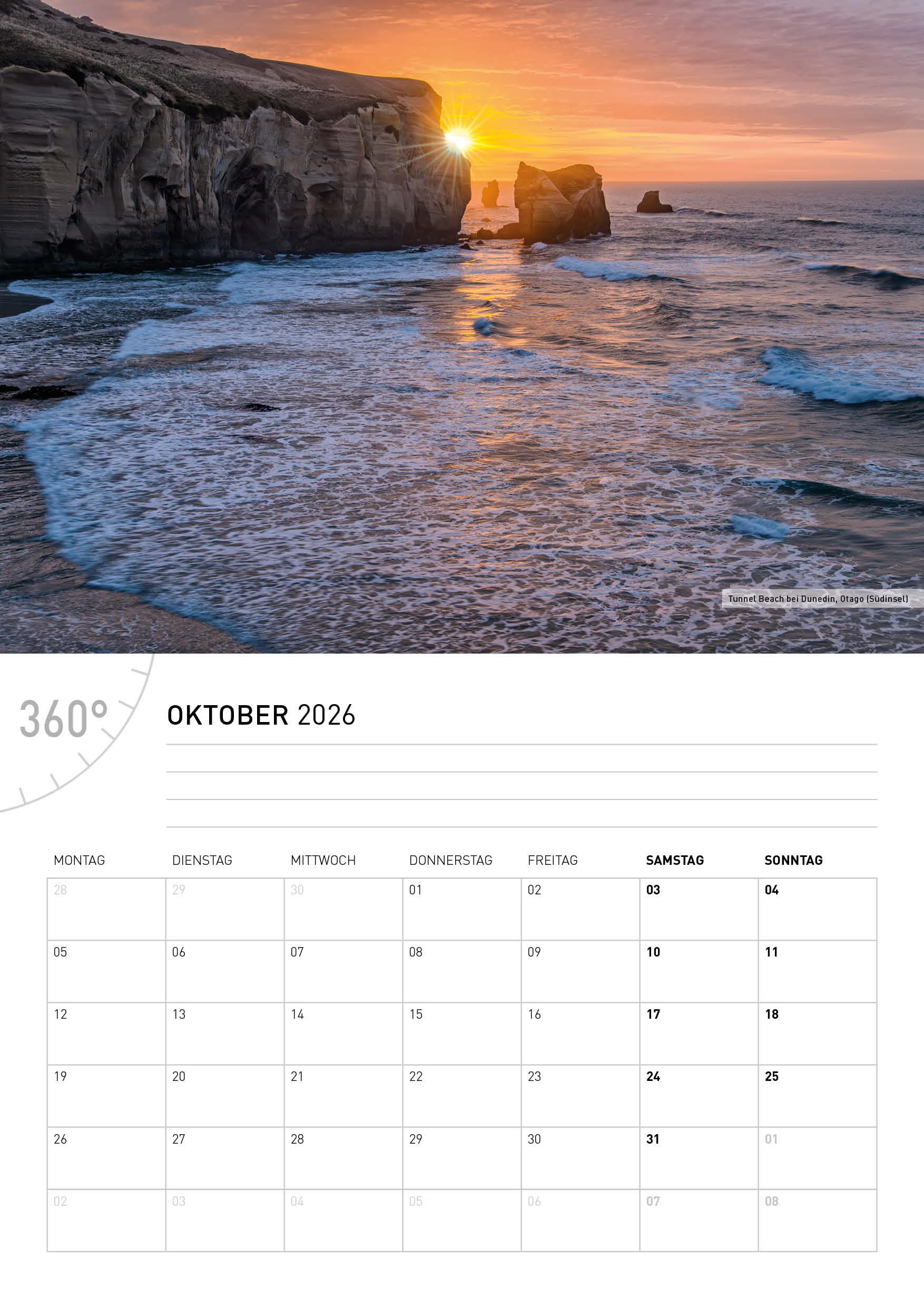 Beispielinhalt (Bild) Neuseeland Broschürenkalender 2026