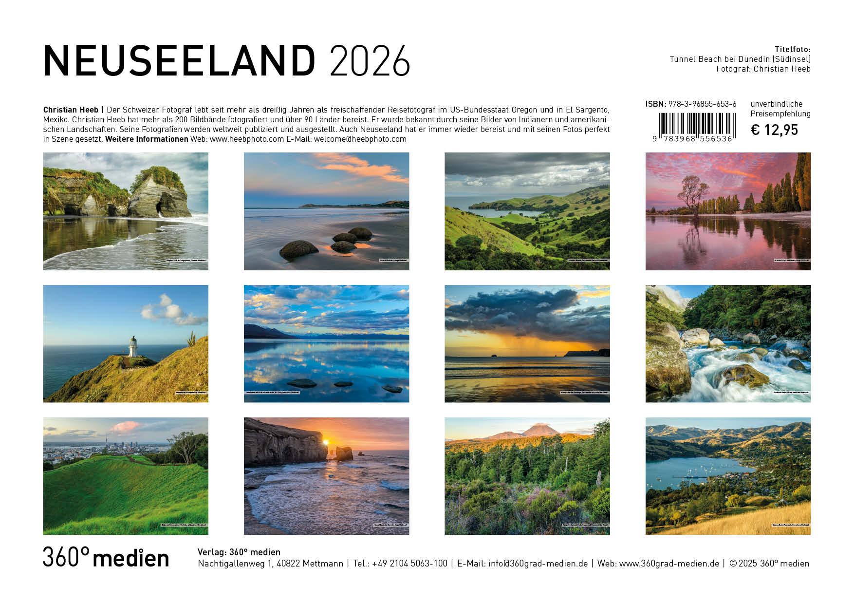 Rückseitencover Neuseeland Broschürenkalender 2026
