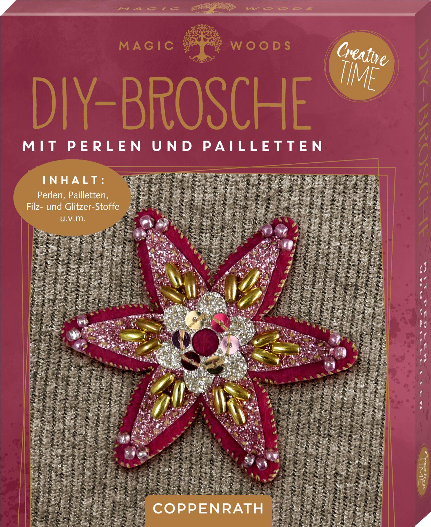 Beispielinhalt (Bild) DIY-Broschen mit Perlen und Pailletten