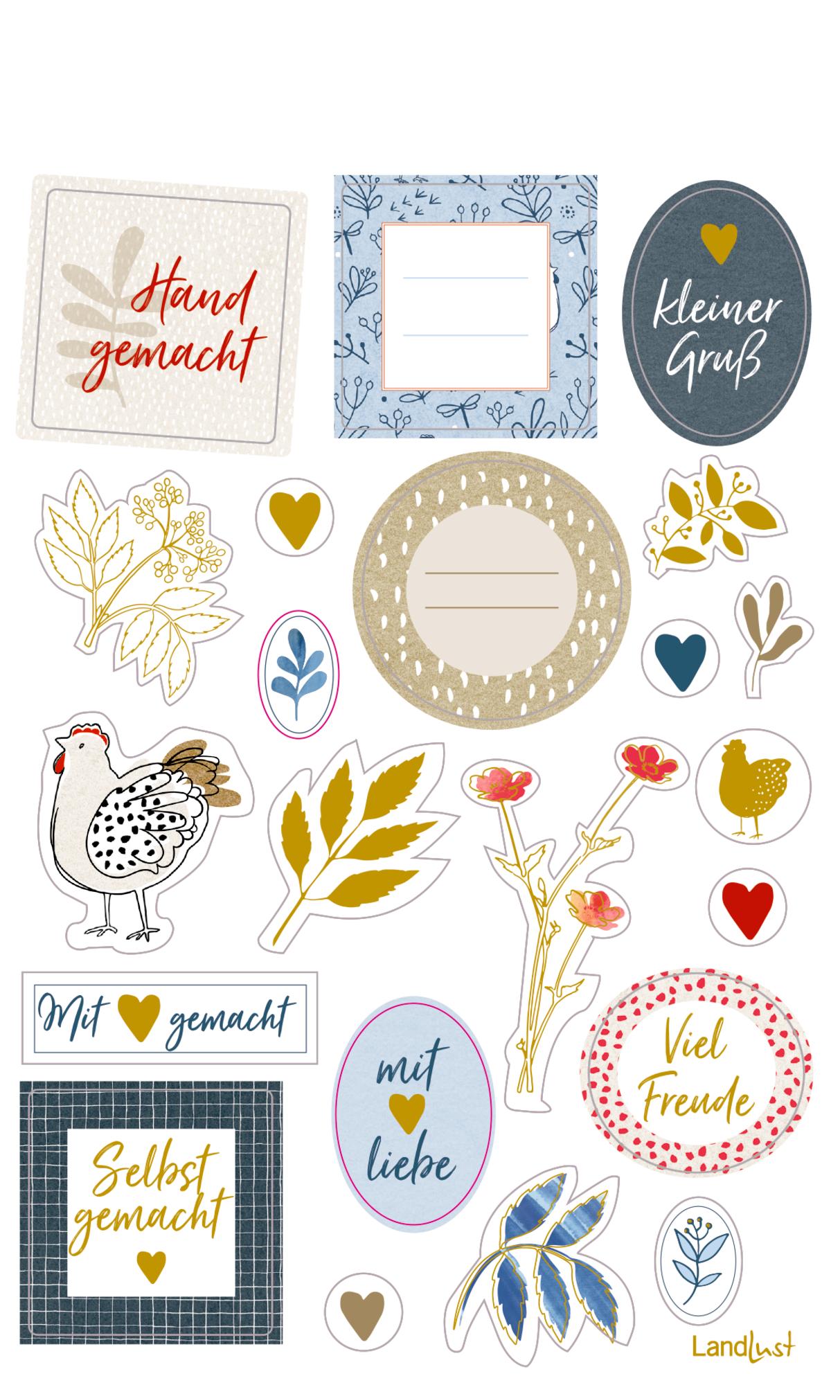 Beispielinhalt (Bild) Sticker und Etiketten - Stickerbogen mit 100 Stickern