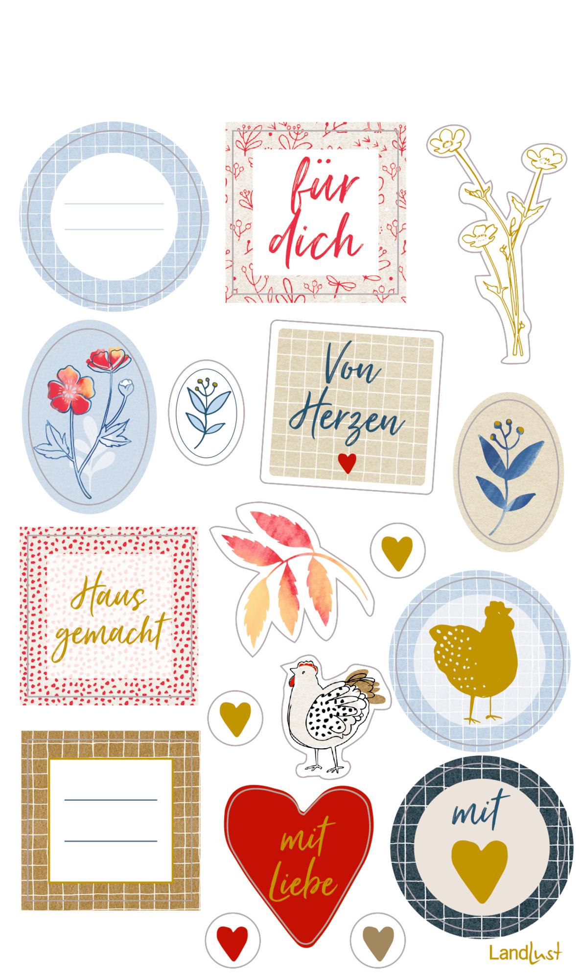 Beispielinhalt (Bild) Sticker und Etiketten - Stickerbogen mit 100 Stickern