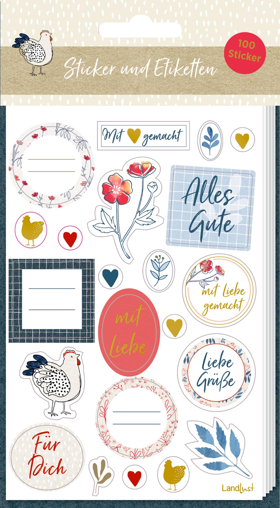 Vorderes Coverbild Sticker und Etiketten - Stickerbogen mit 100 Stickern