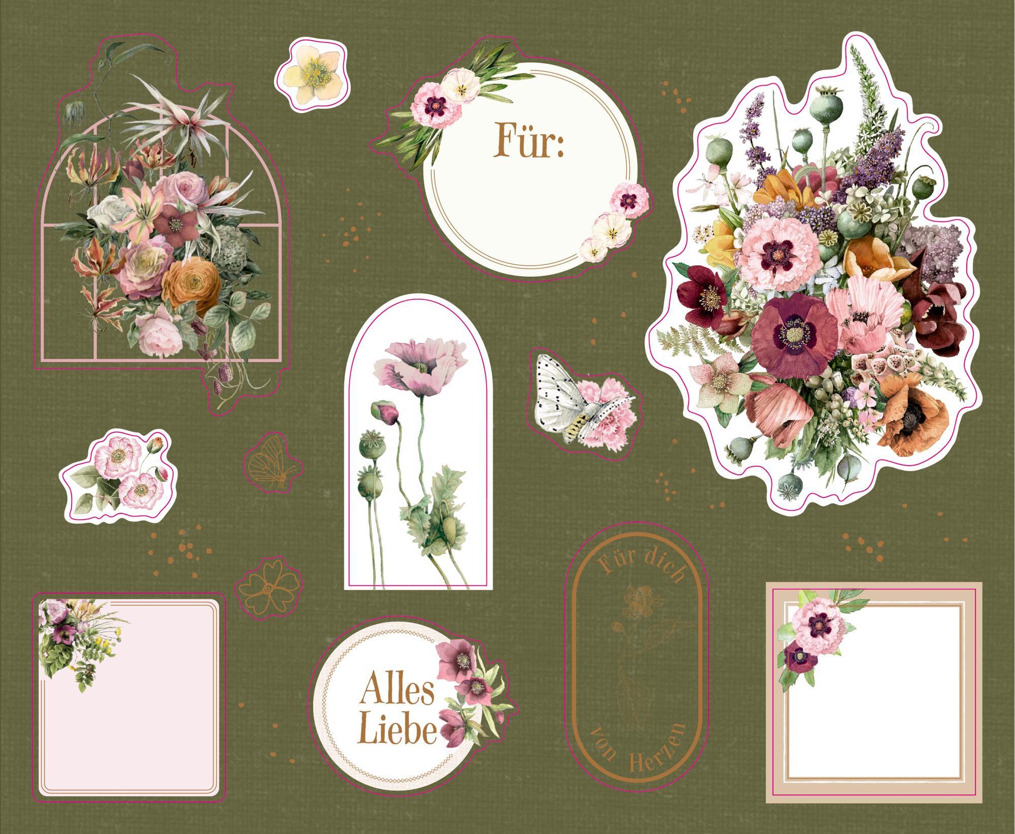 Beispielinhalt (Bild) Stickerbuch - Zauberhafte Sticker und Etiketten