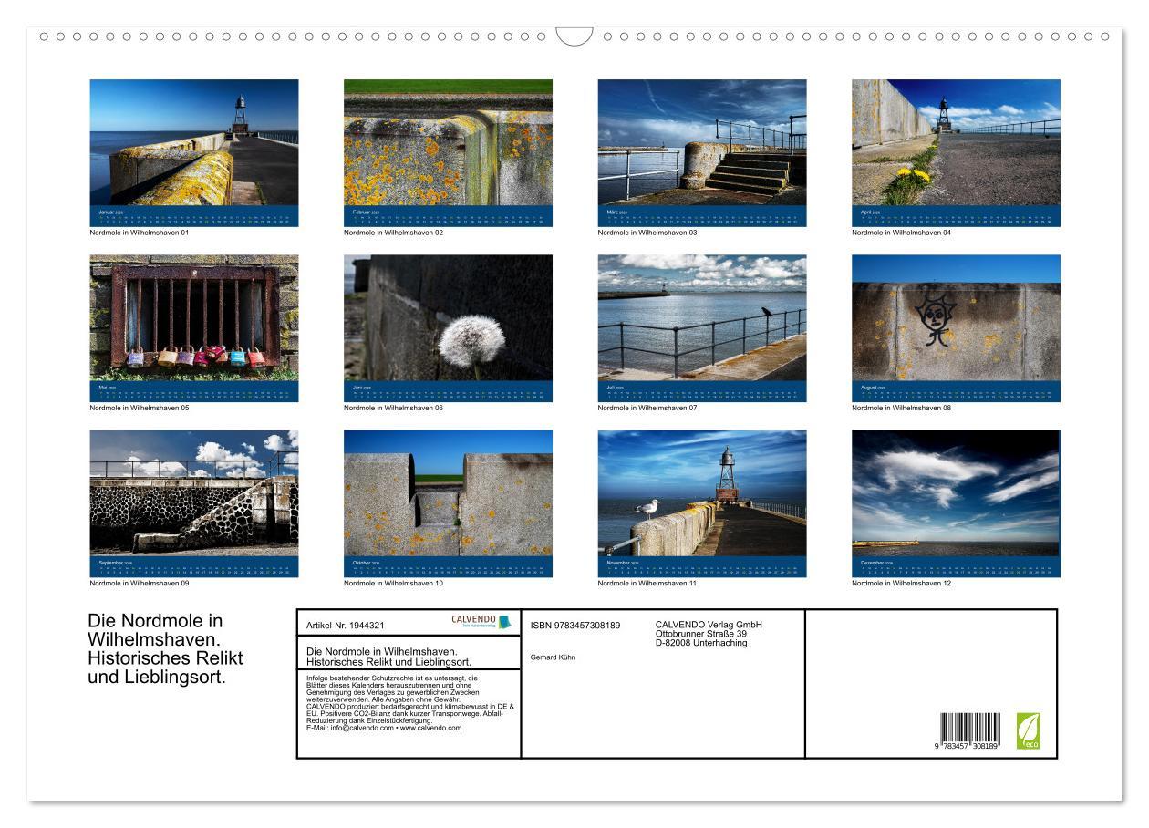 Beispielinhalt (Bild) Die Nordmole in Wilhelmshaven. Historisches Relikt und Lieblingsort. (Wandkalender 2026 DIN A2 quer), CALVENDO Monatskalender