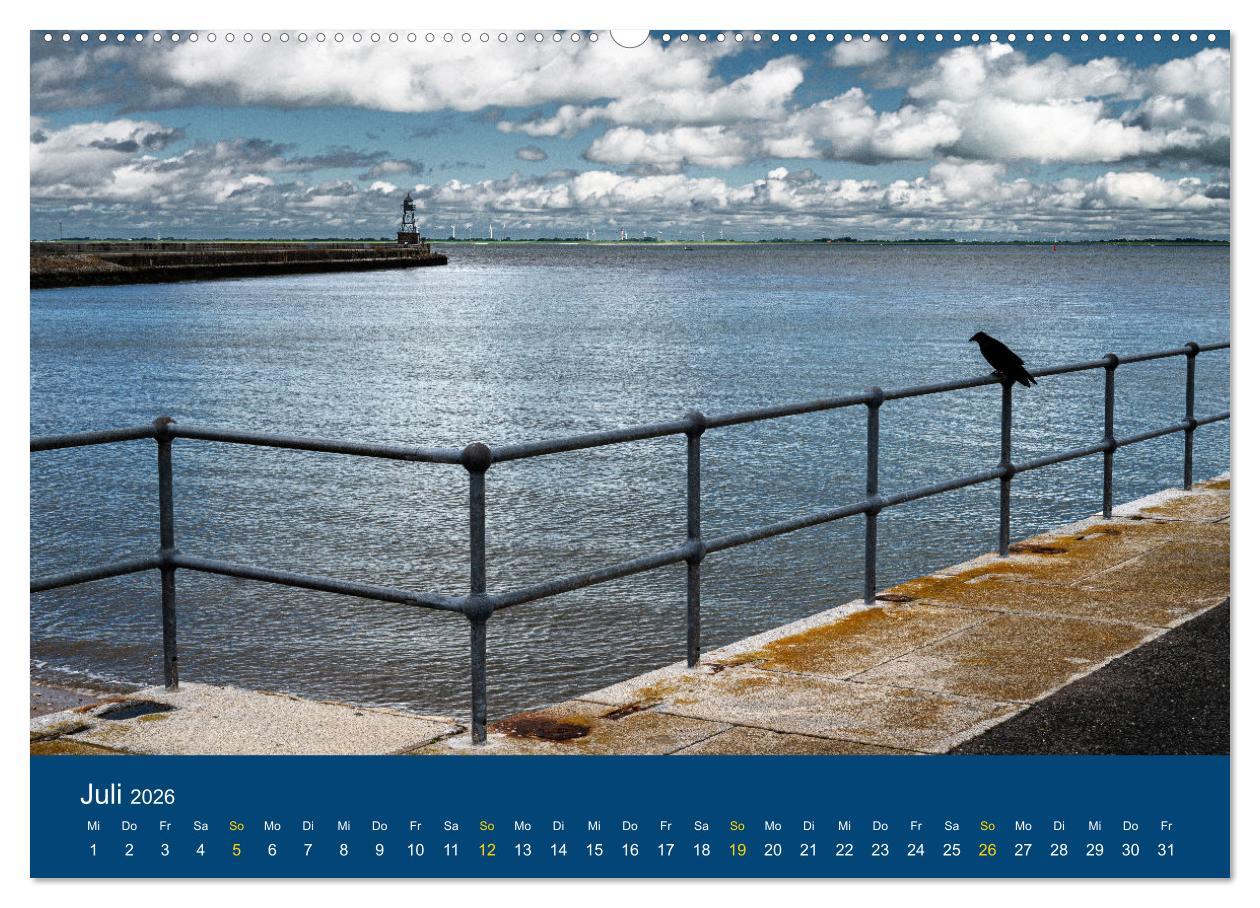 Beispielinhalt (Bild) Die Nordmole in Wilhelmshaven. Historisches Relikt und Lieblingsort. (Wandkalender 2026 DIN A2 quer), CALVENDO Monatskalender